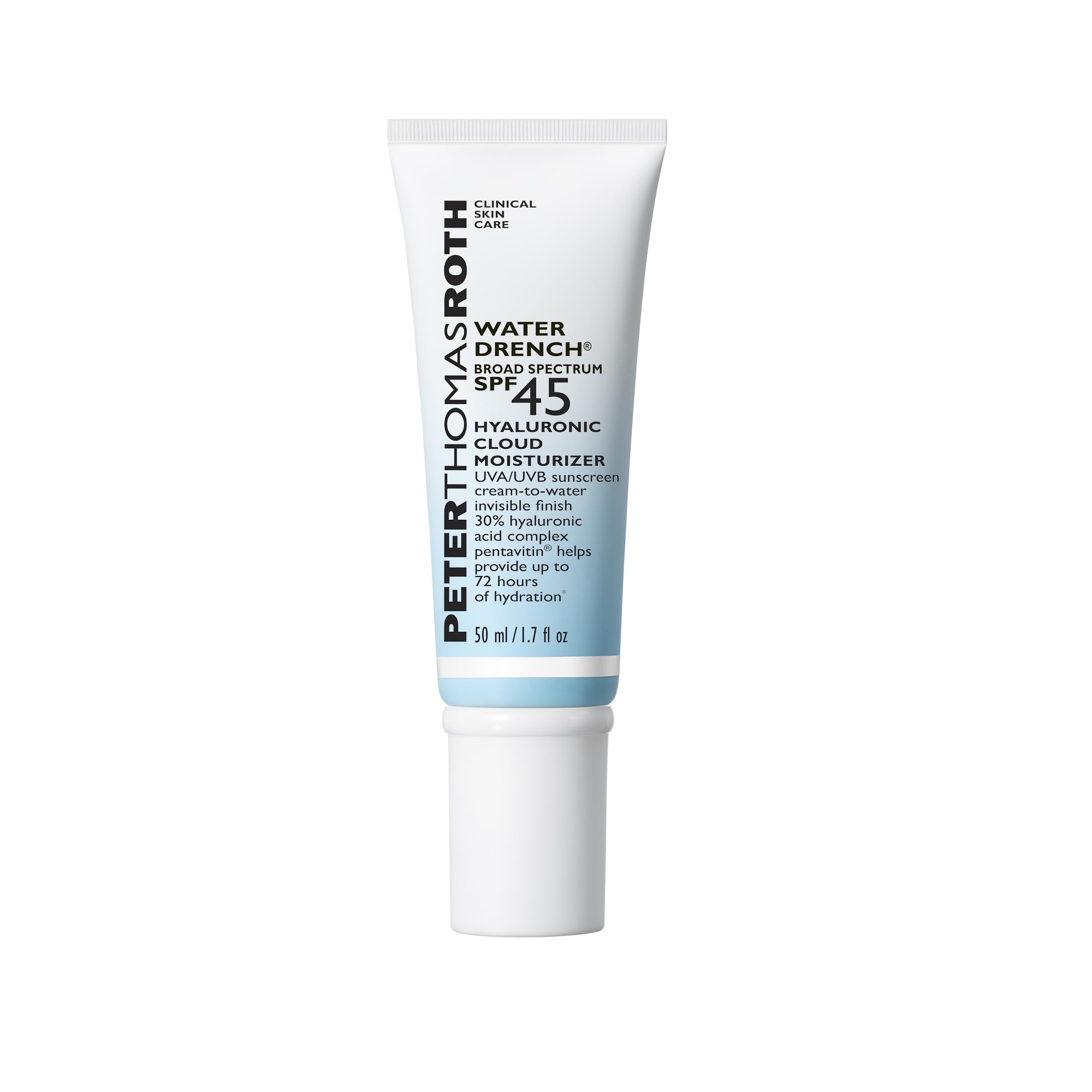 Peter Thomas Roth Water Drench SPF 45 Hyaluronic Cloud Moisturizer, 1.7 Fl Oz - Lightweight Sunscreen for Face, Pack of 1