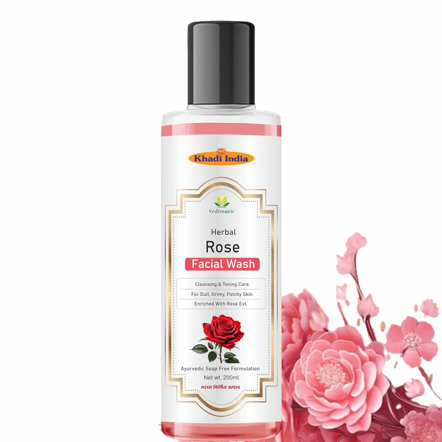 Khadi 100% Pure Herbal Ayurvedic Natural Rose Water Face Wash 200Ml