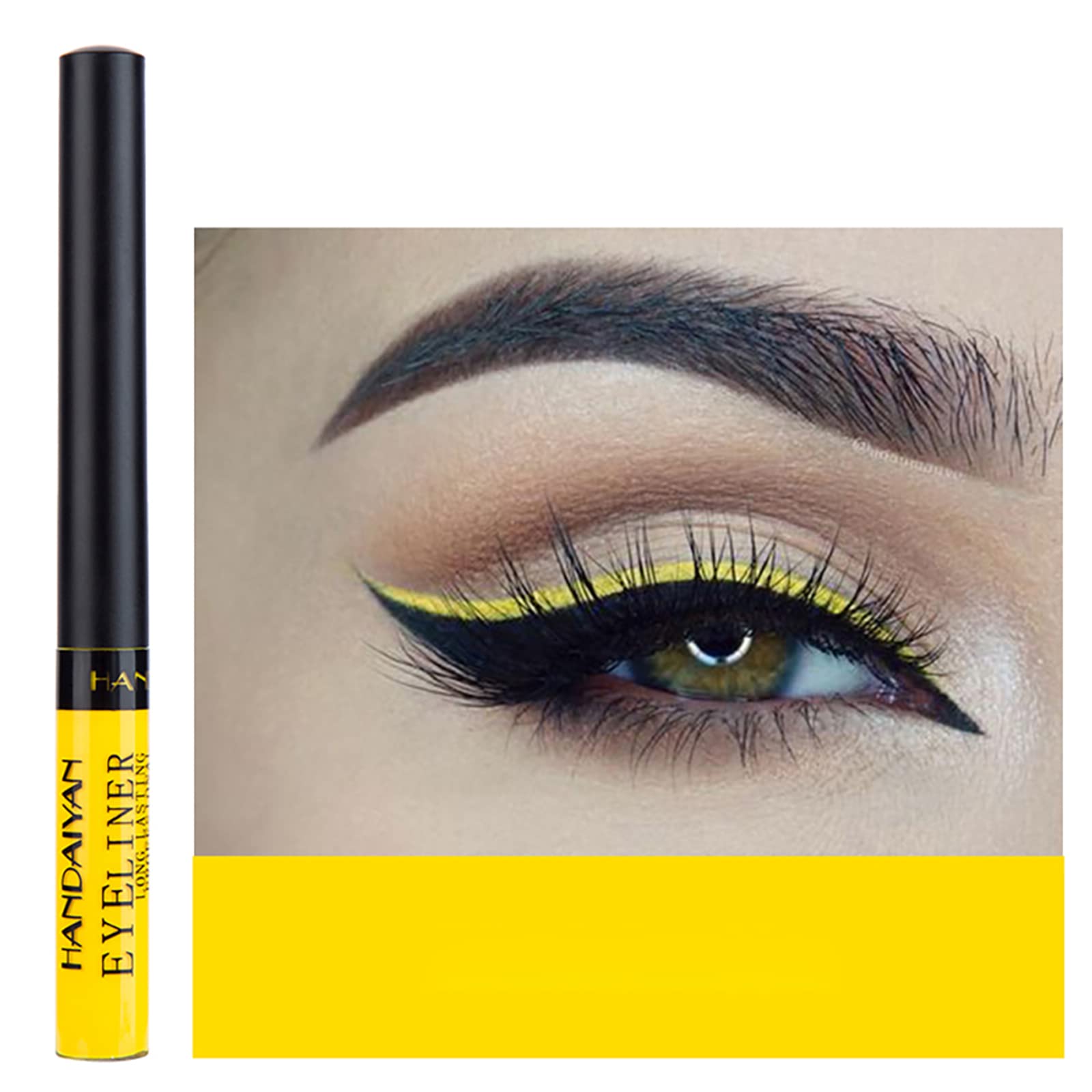 Dekrion Liquid Eyeliner, Matte Colored Eyeliners, Yellow Eyeliner, White Black Red Brown Green Purple Waterproof High-Pigmented