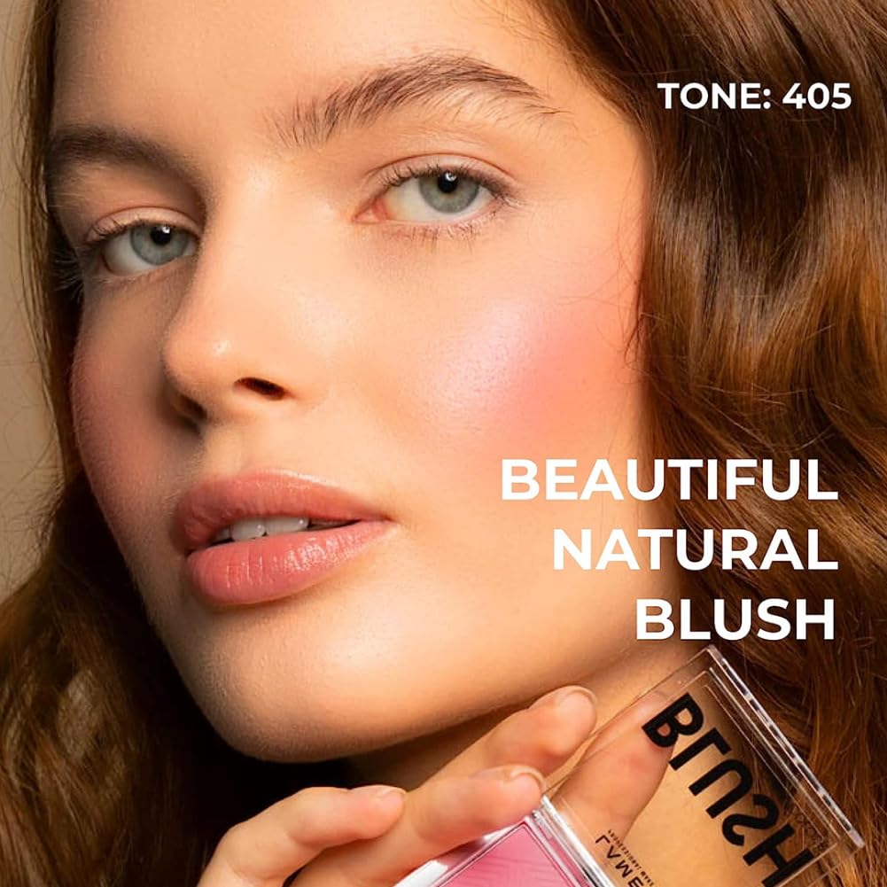 Lamel Pink Blush Cheek Color Mini - Blendable Natural Blush Powder - Enhances & Defines Shapes & Features - Contouring Powder Bl