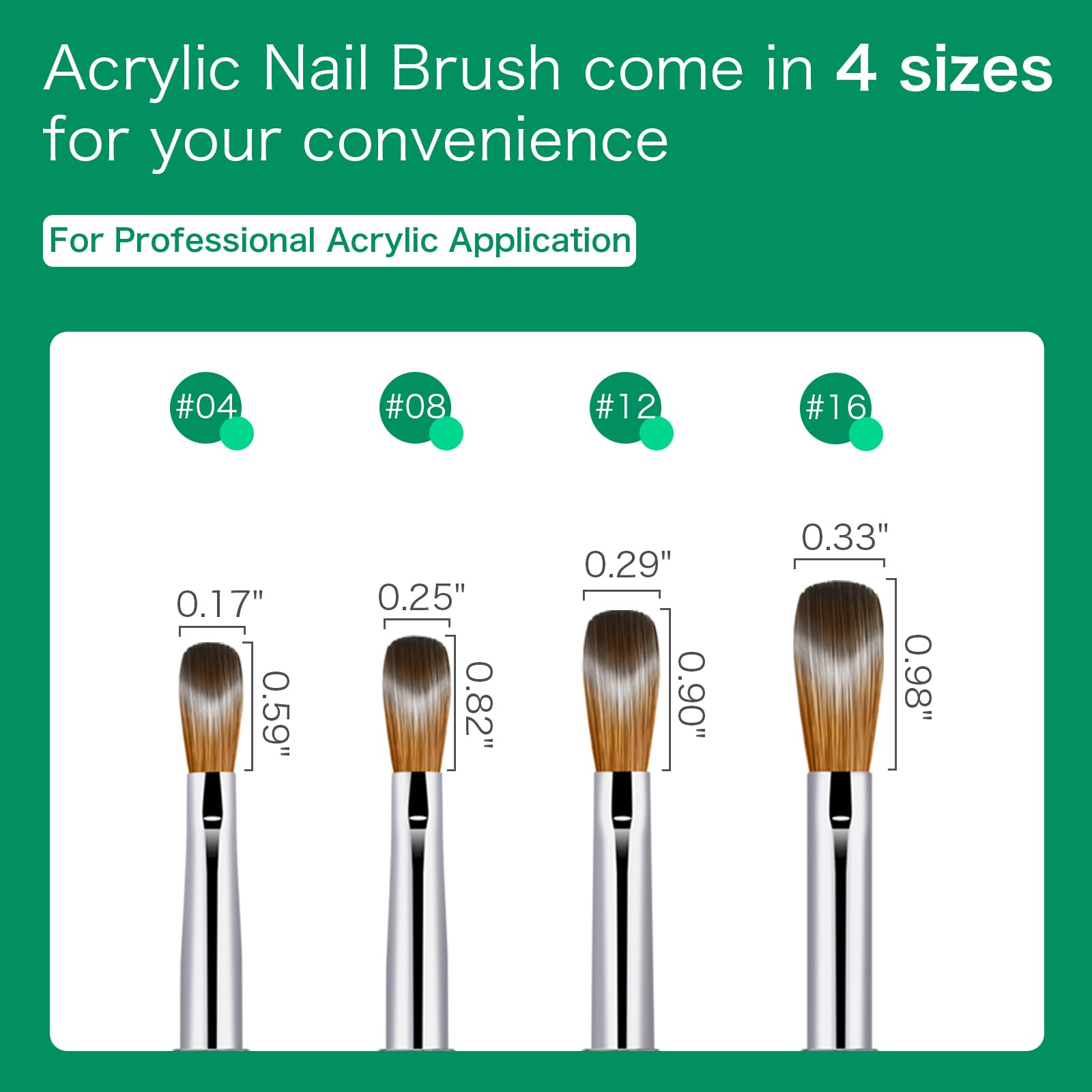 Shine Chance 4Pcs Acrylic Nail Brushes Set, Kolinsky Acrylic Nail Art Brush, Art Design & Polish Mistake Cleaning Manicure Tools