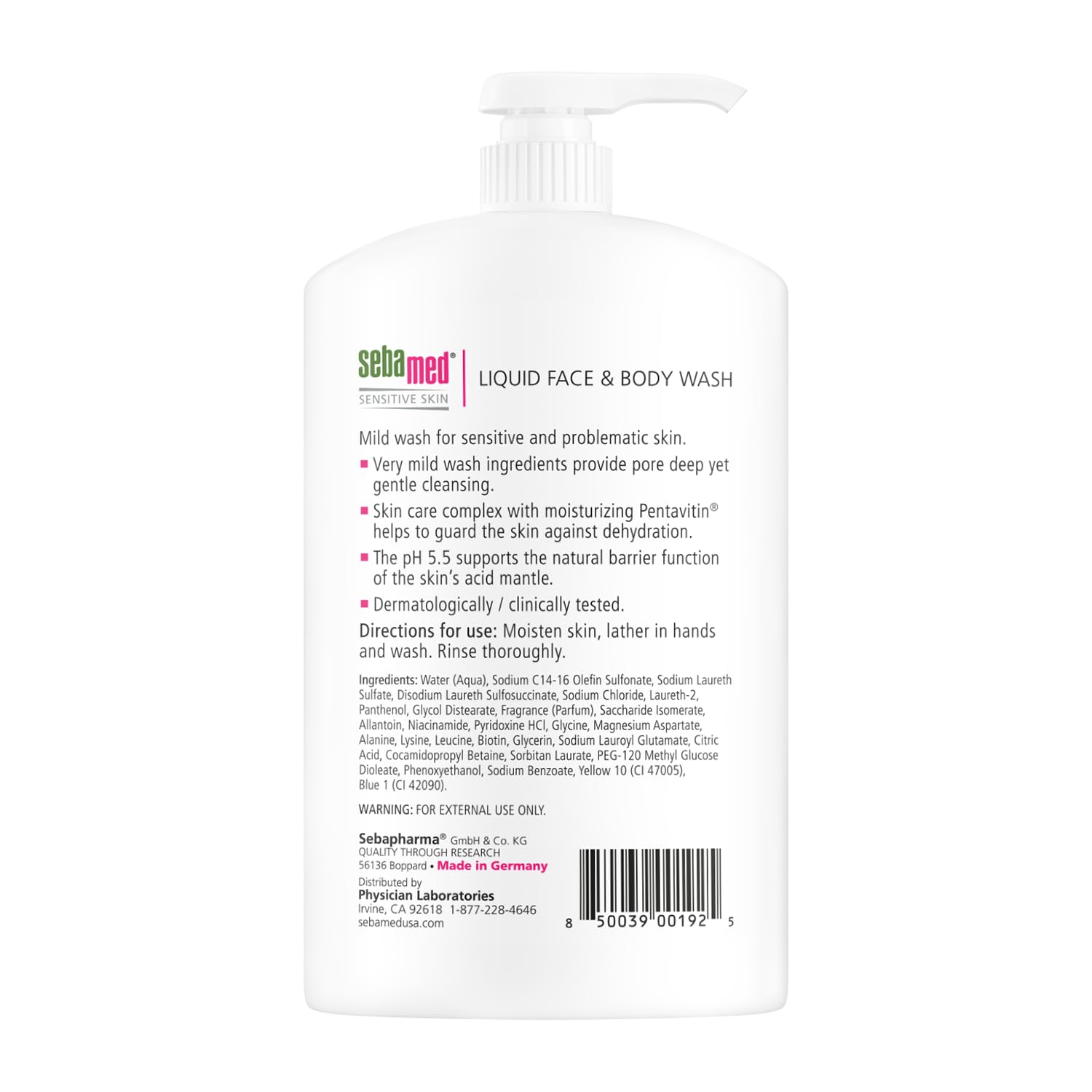 Sebamed Paraben-Free Face and Body Wash With Pump for Sensitive and Delicate Skin pH 5.5 Ultra Mild Dermatologist Recommended Cl