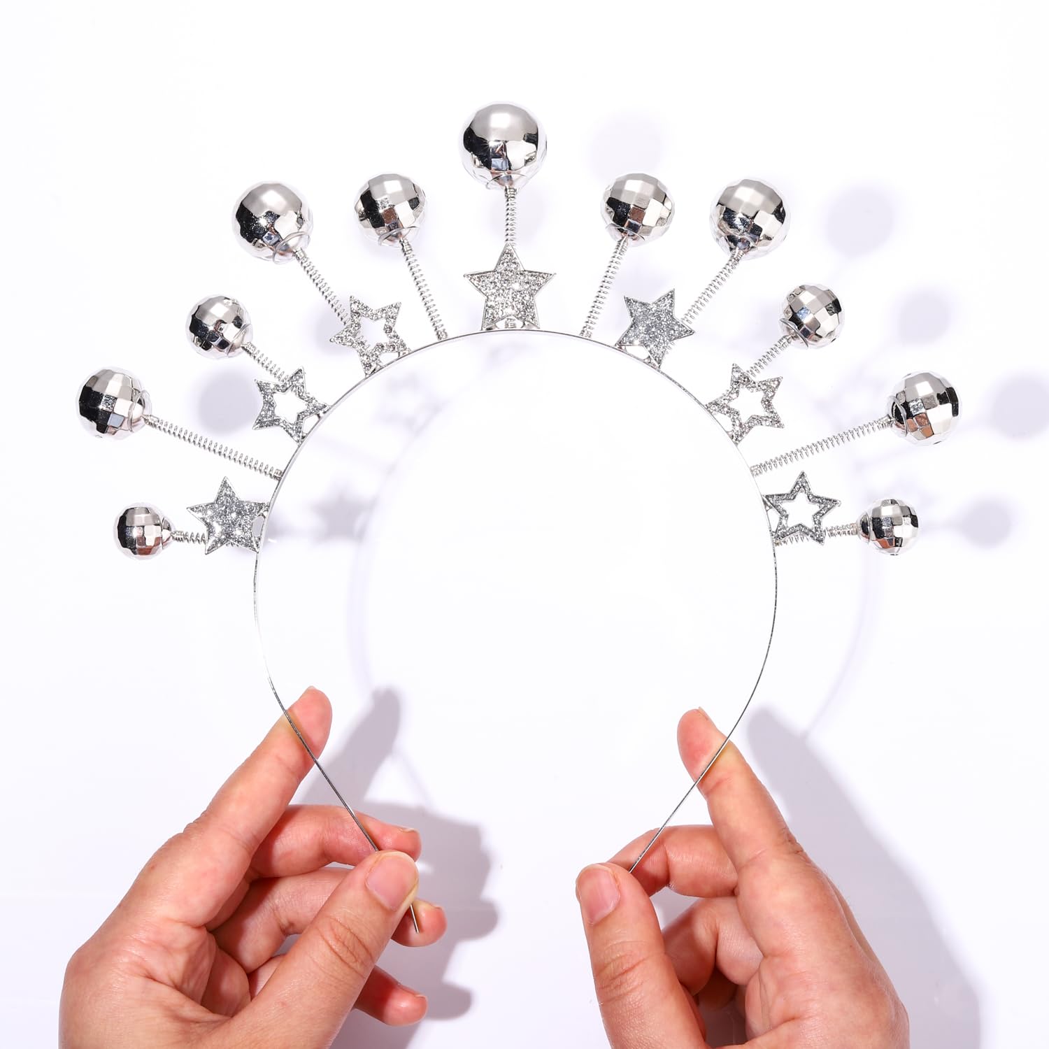 Heidkrueger Disco Ball Headband Rhinestone Star Mirrorball Hairbands For Women Festive Holiday Parade Hair Hoop (Star And Disco
