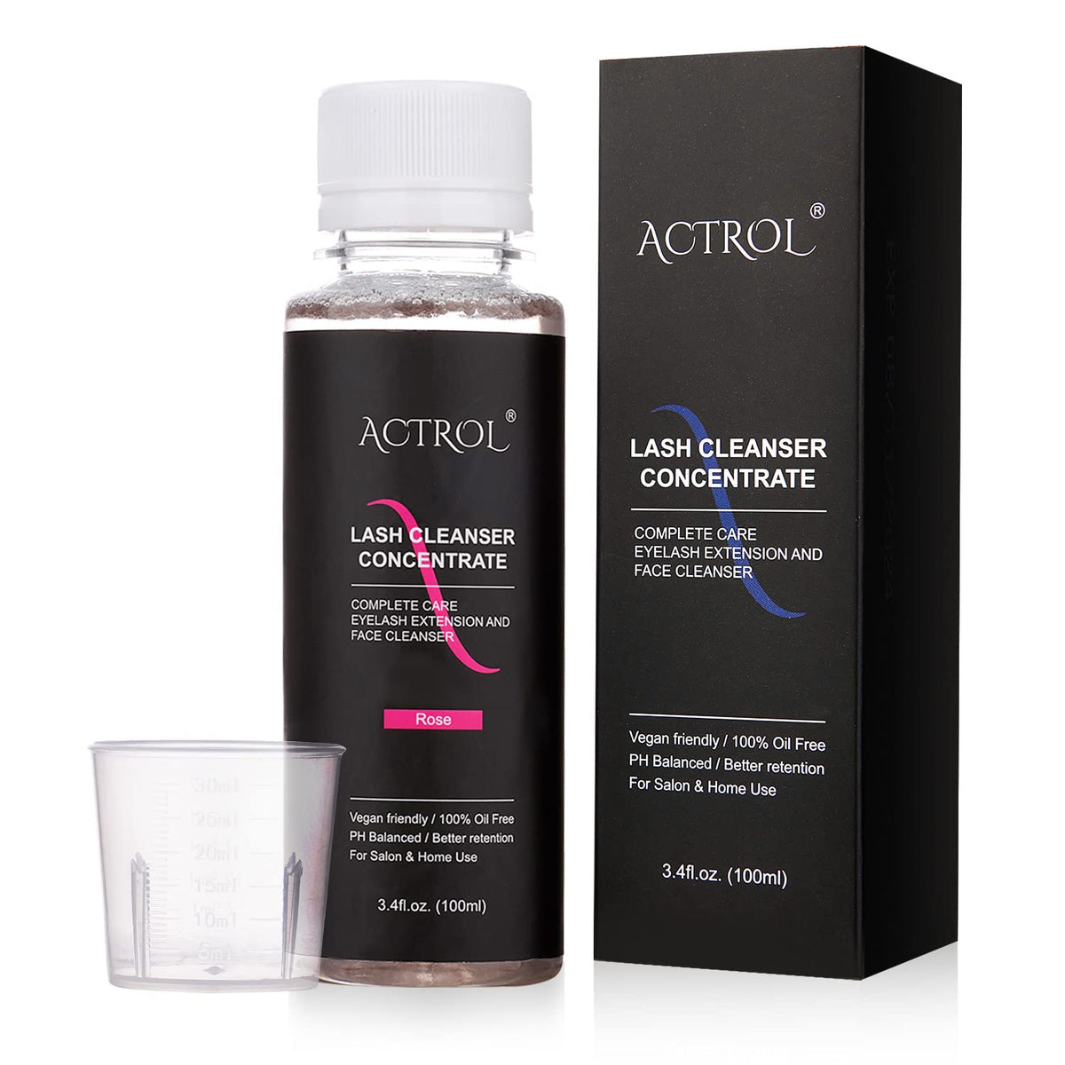ACTROL Eyelash Cleanser Concentrate 100ml Rose Professional Lash Shampoo Foaming Cleanser Paraben & Sulfate Free Non-lrritating 