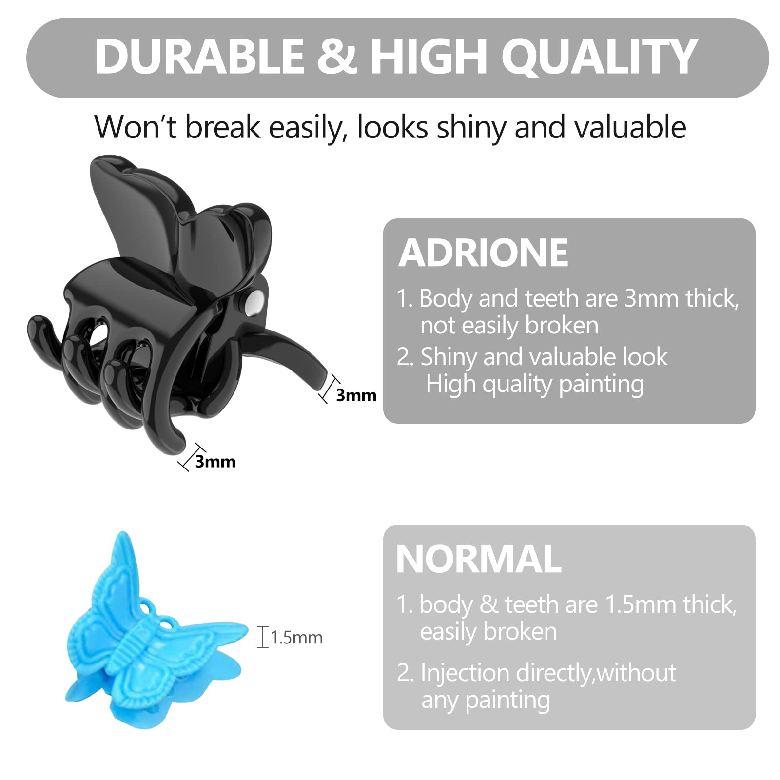 Adrione Mini Hair Clips Butterfly 100 Pack, Tiny Claw Clips For Fine Hair And Bangs, Strong Mini Hair Clips For Women