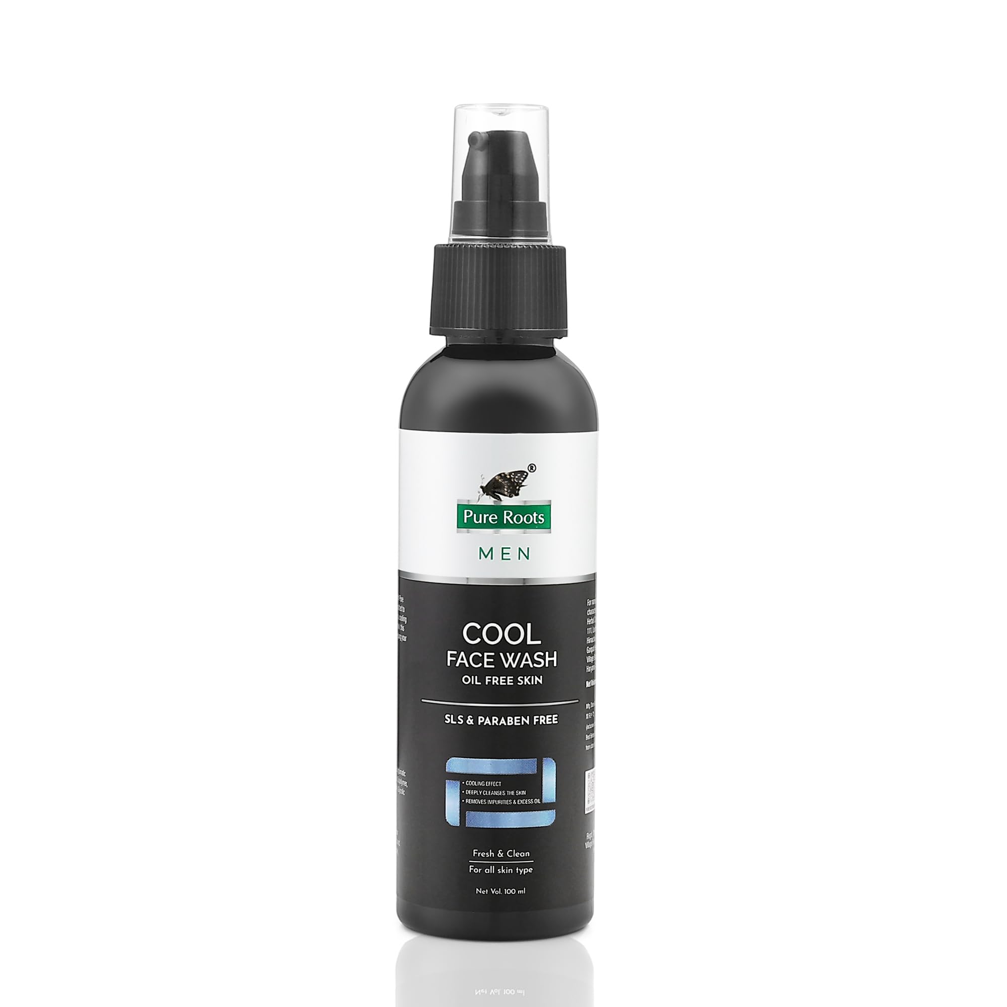Pure Roots Cool Face Wash For Men 100Ml | Instant Cooling, Resfeshing, Oil & Dirt Control Face Wash For Daily Use & All Skin Typ