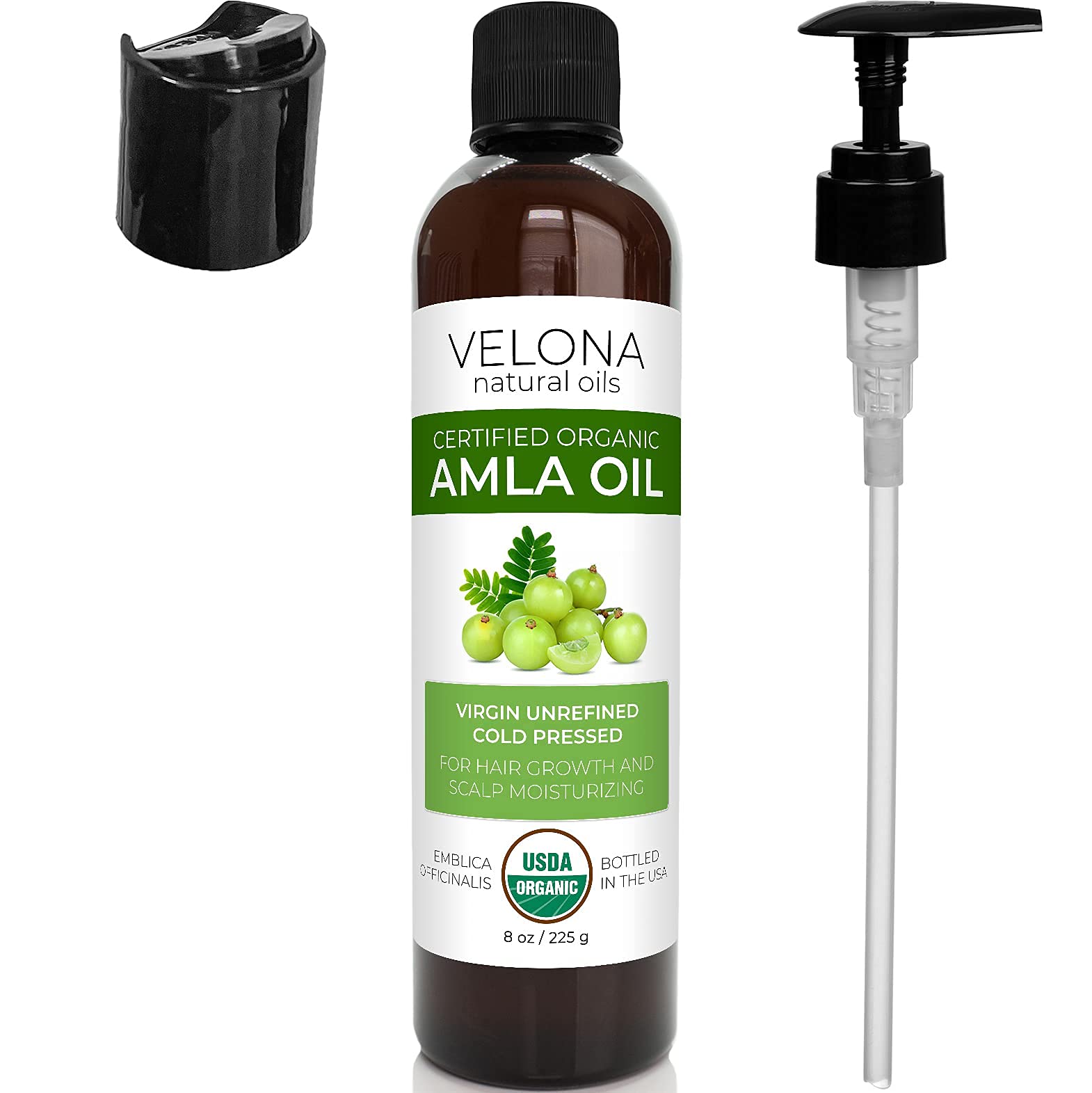 Velona Amla Oil Usda Certified Organic - 8 Oz | 100% Pure And Natural Carrier Oil | Extra Virgin, Unrefined, Cold Pressed | Hair