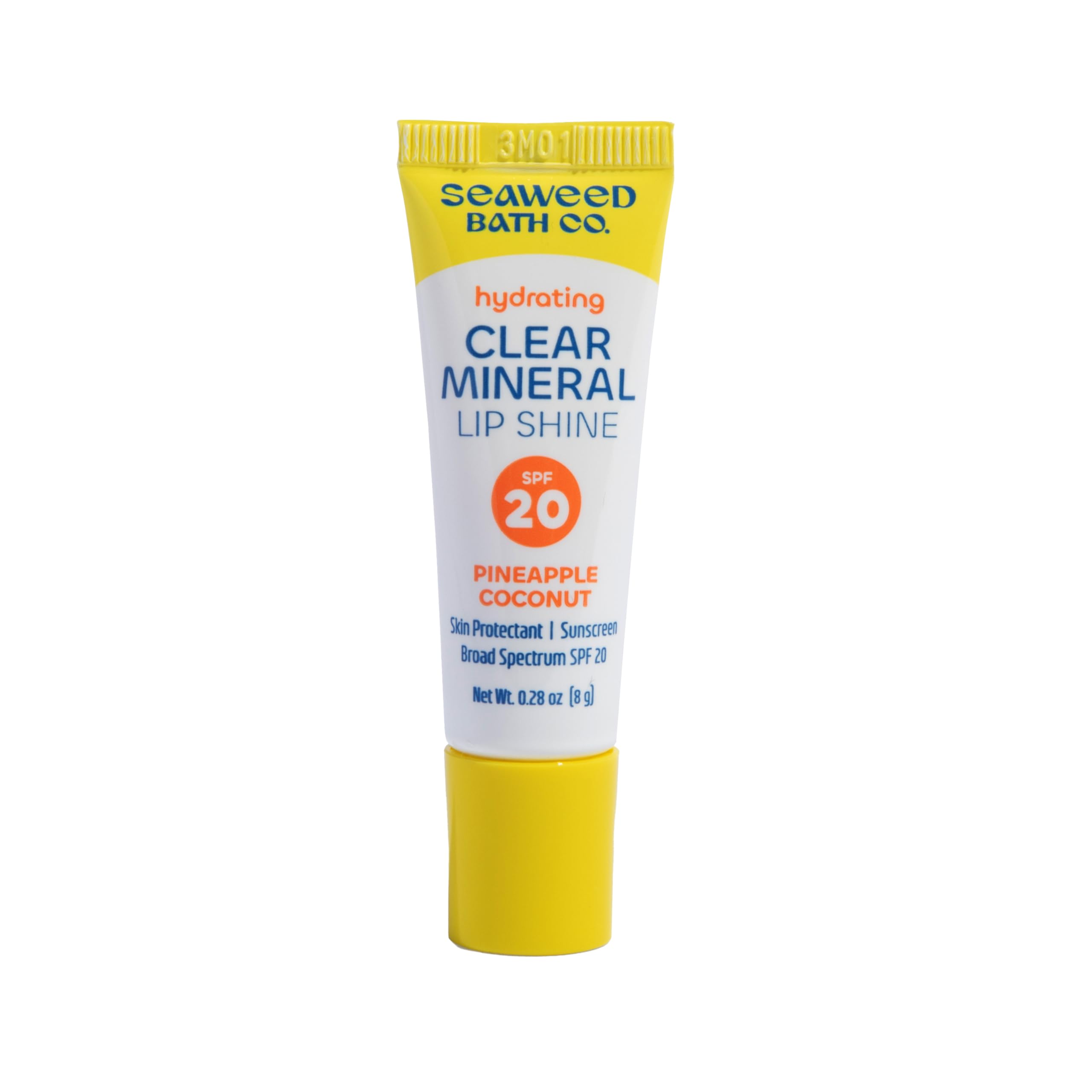 Seaweed Bath Co. Hydrating Clear Mineral Lip Shine SPF 20 Sunscreen Zinc Oxide Lip Balm, .35 Oz, Moisturizing Care for Dry, Chap