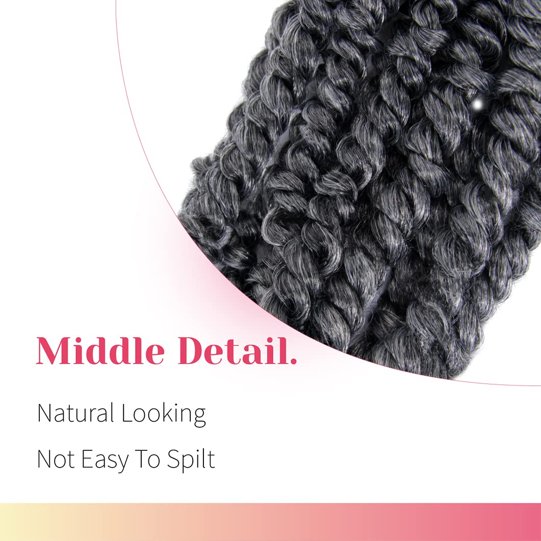 The Bohobabe Pre-Twisted Passion Twist Crochet Hair 12 Inch Short Pre-Looped Crochet Passion Twist Braiding Hair 8 Packs (T1B/Gr