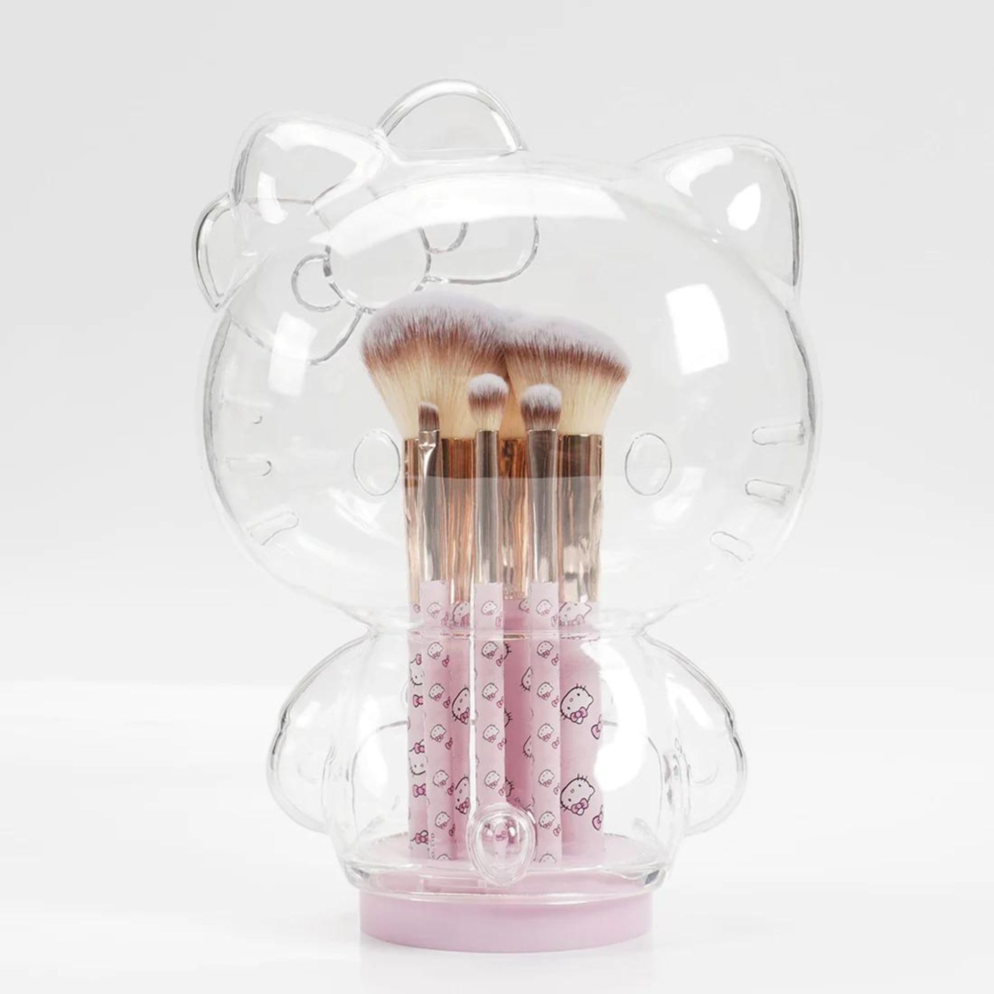 Impressions Vanity Hello Kitty 6 Pcs Makeup Brush Set With Clear Cloche, Super Soft Brushes For Foundation, Face Powder, Blendin