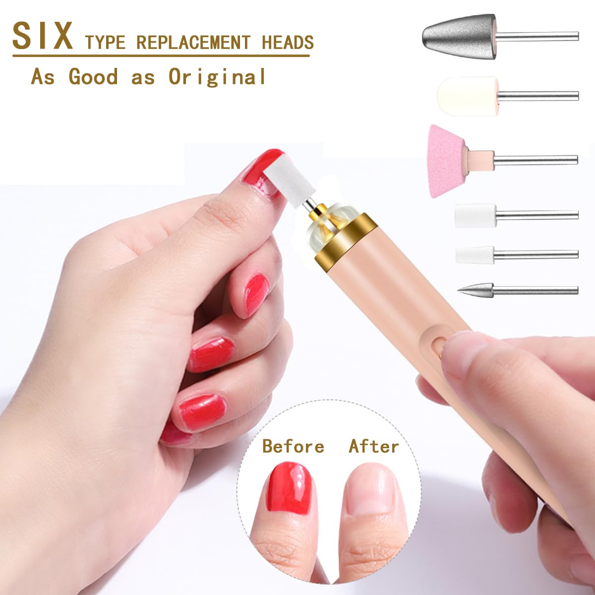 6 Count Upgrade Nail File Replacement Head Refills Compatible With Finish Touch Flawless Salon Nail Kit