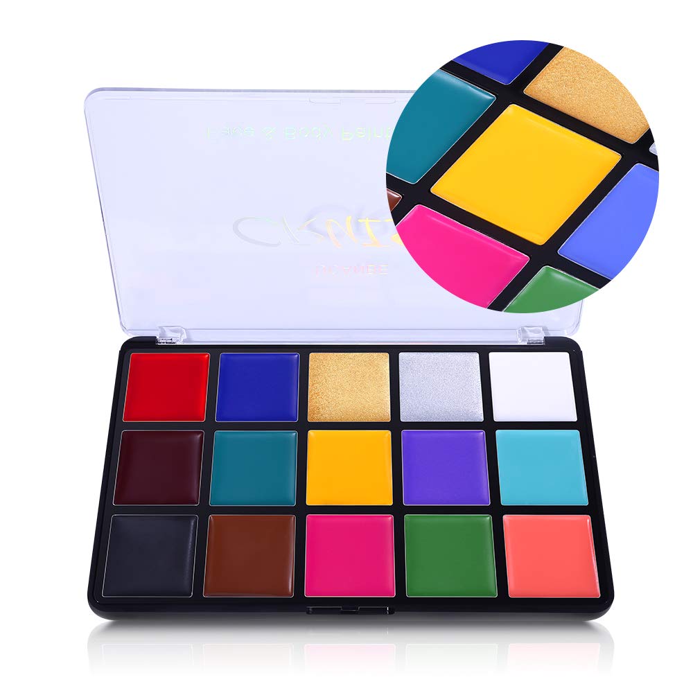 Ucanbe Face Body Paint Oil, Professional 15 Colors Fx Makeup Palette- Non Toxic Hypoallergenic Safe Facepaint For Halloween, Cos