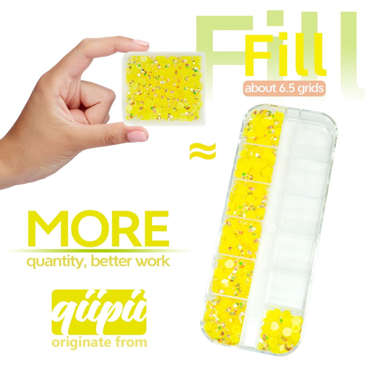 Qiipii 3 Boxes 5070Pcs Lemon Yellow Ab Resin Rhinestones For Crafting Citrine Ab Flatback Jelly Stones 2Mm 3Mm 4Mm 5Mm 6Mm Non-H