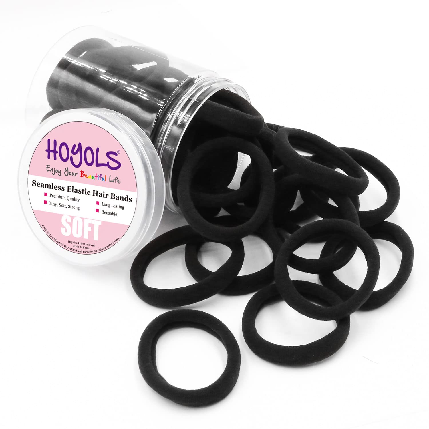 HOYOLS Cotton Hair Ties 1.6 Inch Soft & Stretch Large Hair Bands Nylon Fabric Ponytail Holder for Thick Heavy Curly Hair, No Sli