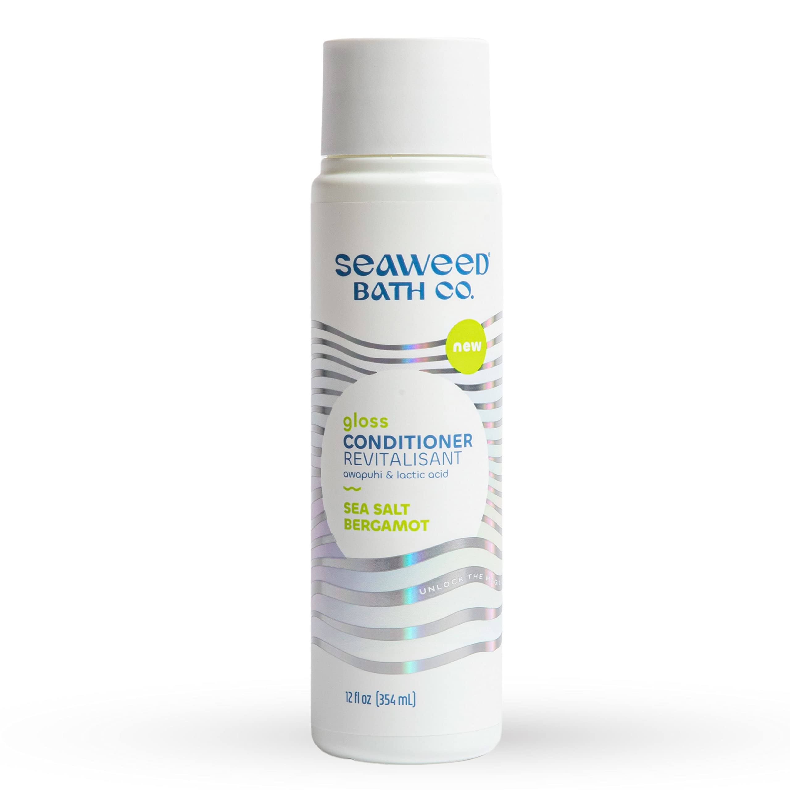 Seaweed Bath Co. Gloss Conditioner, Sea Salt Bergamot Scent, 12 Ounce, Sustainably Harvested Seaweed, Awapuhi, Lactic Acid, For