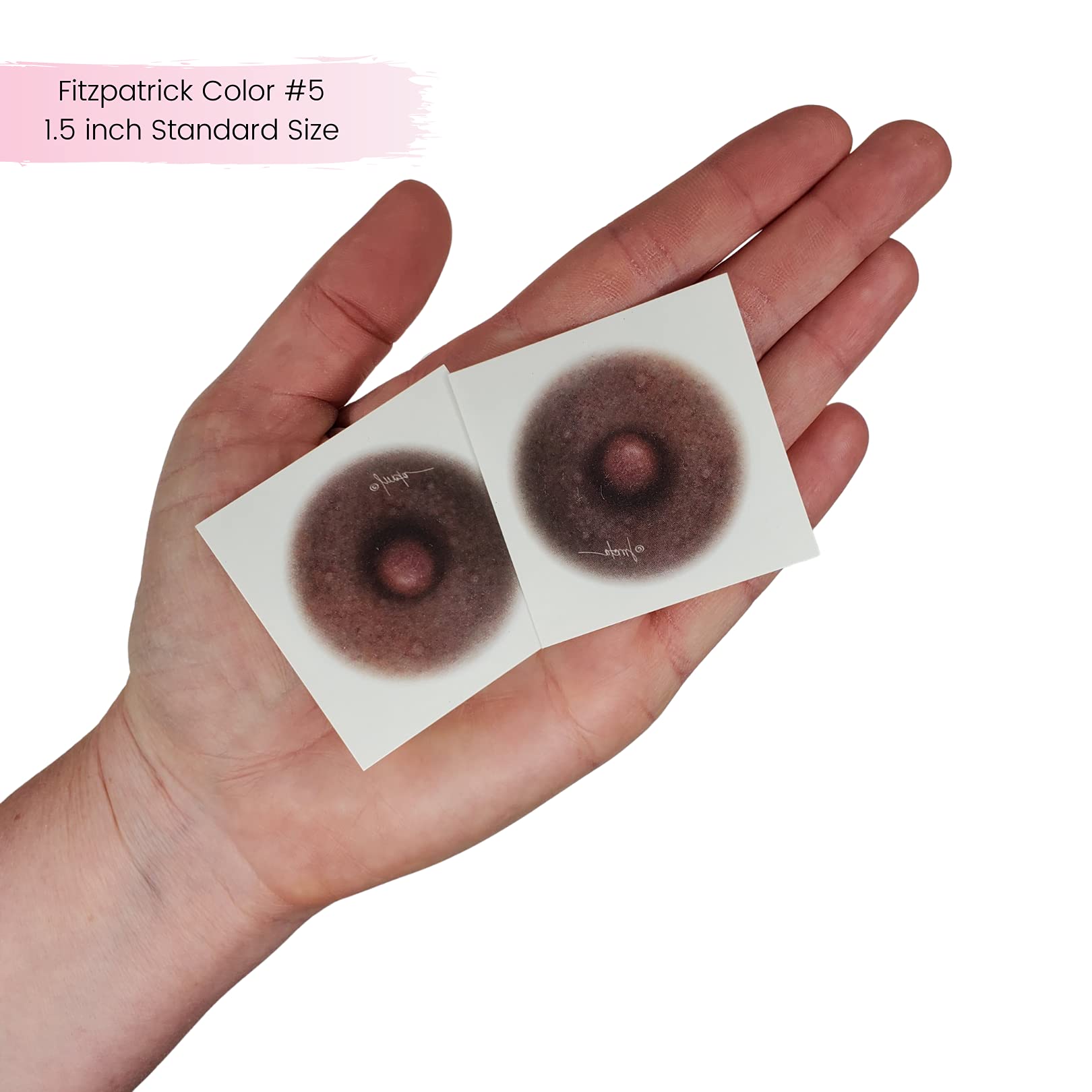 Breast Cancer Temporary Tattoos, Fitzpatrick #5, 1.5 inch, 1 pair