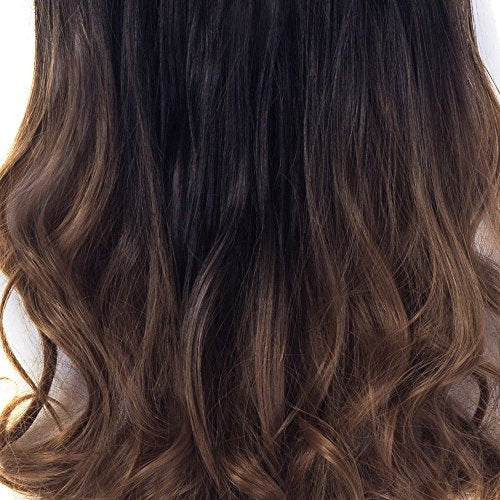Lelinta 7Pcs 16 Clips 24 Inch Wavy Curly Full Head Clip In On Double Weft Hair Extensions Dark Brown To Ginger Brown