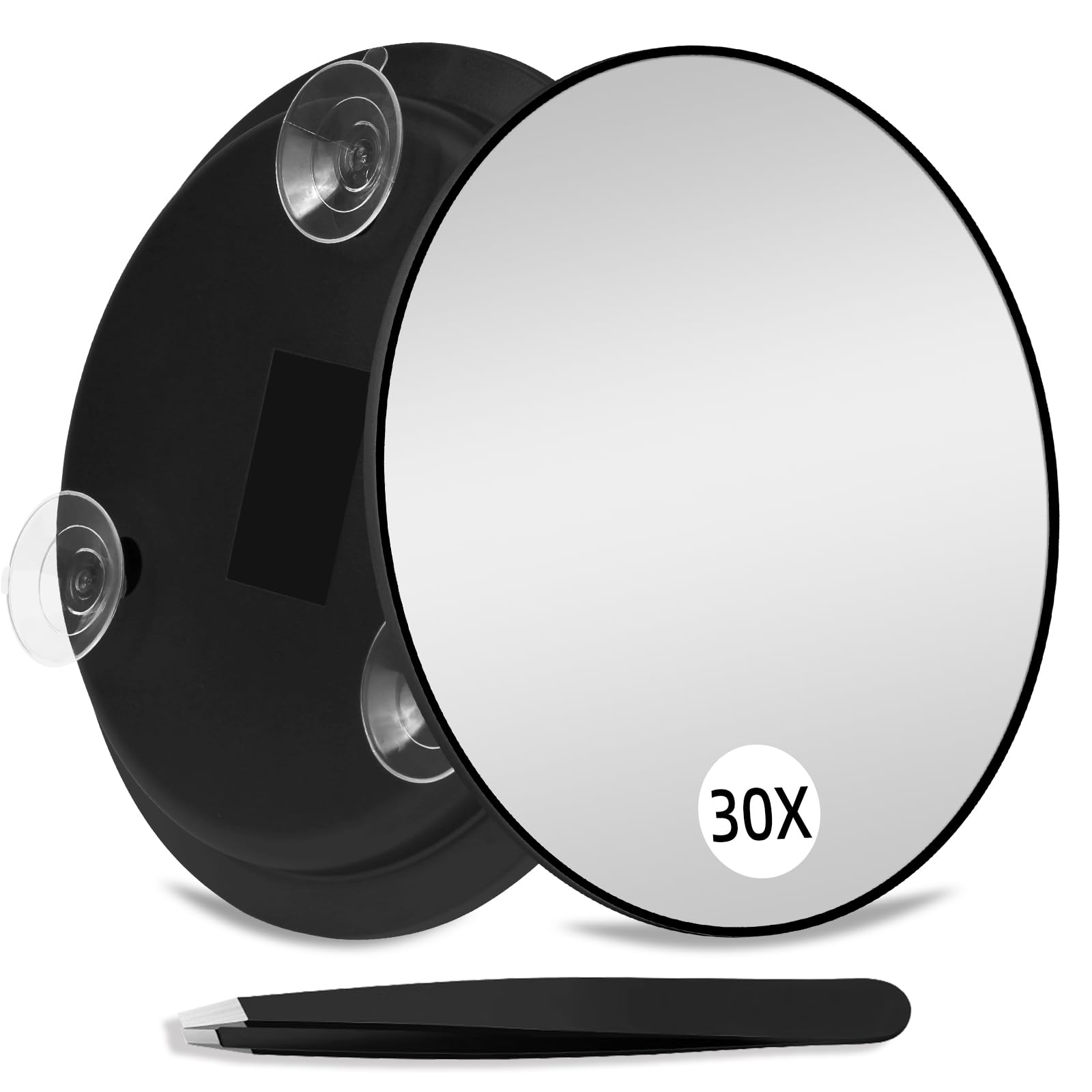Suupvaor 30X Magnifying Mirror with 3 Suction Cups, Large 6inch Magnified Mirror 30X Travel Round Makeup Mirror with High Magnif