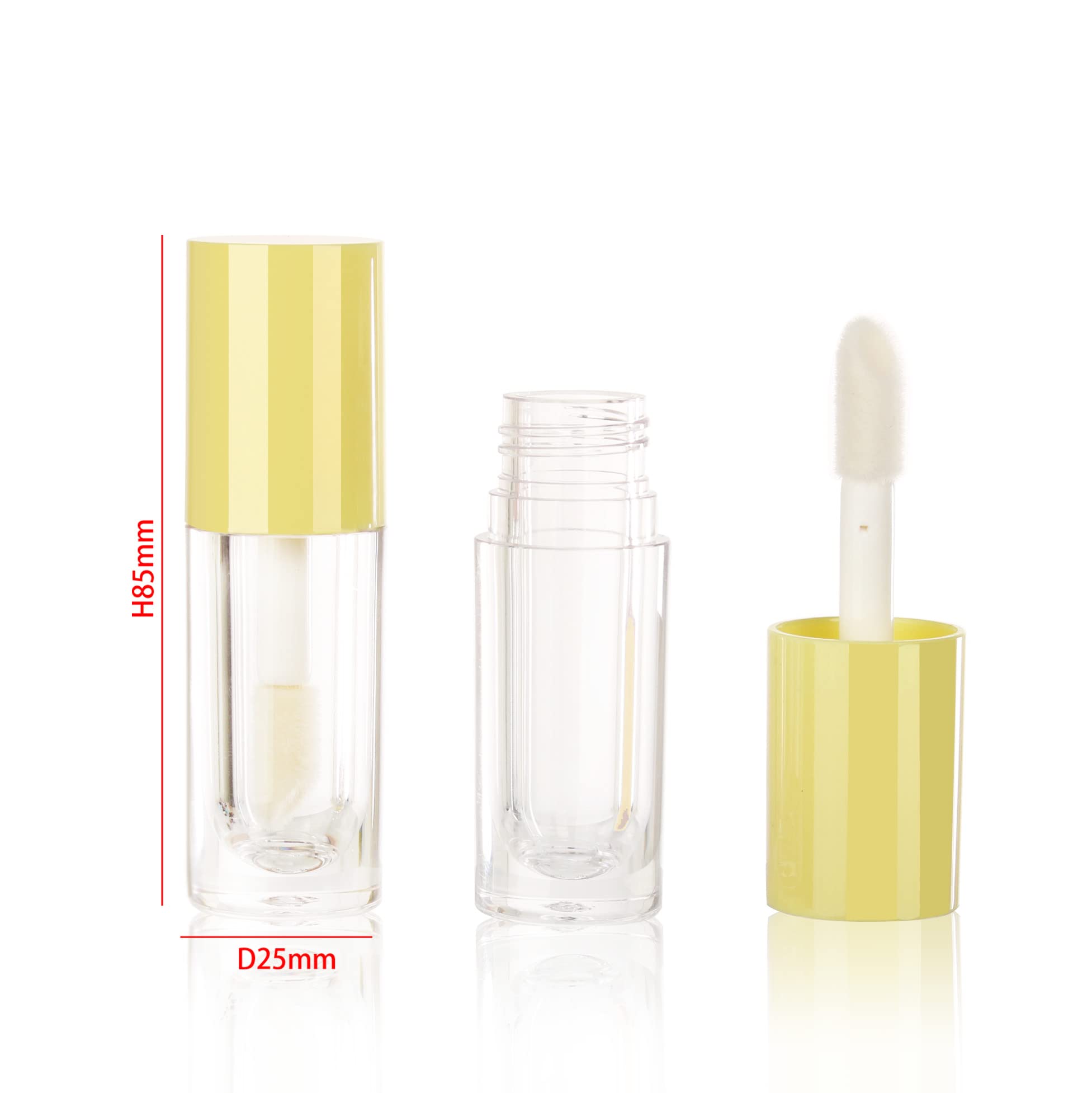 Cosidea 14Pcs Empty 6Ml Big Brush Lip Gloss Tubes For Diy Lip Gloss,Yellow Lipgloss Containers