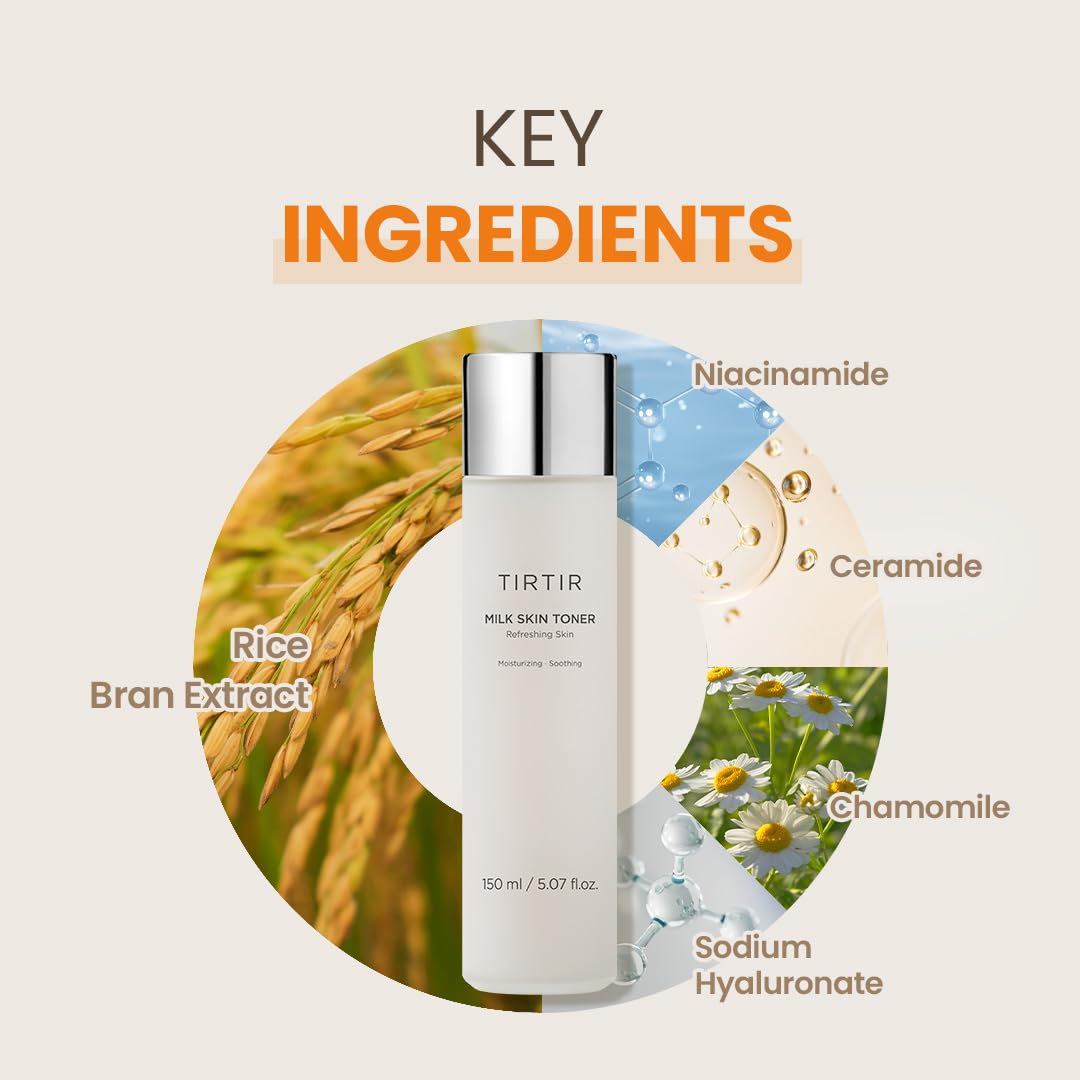 Tirtir Milk Skin Toner | Deep Moisturizing, Instant Glow, 2% Niacinamide, Rice Bran Extract, Ceramide, Panthenol, Cruelty-Free,