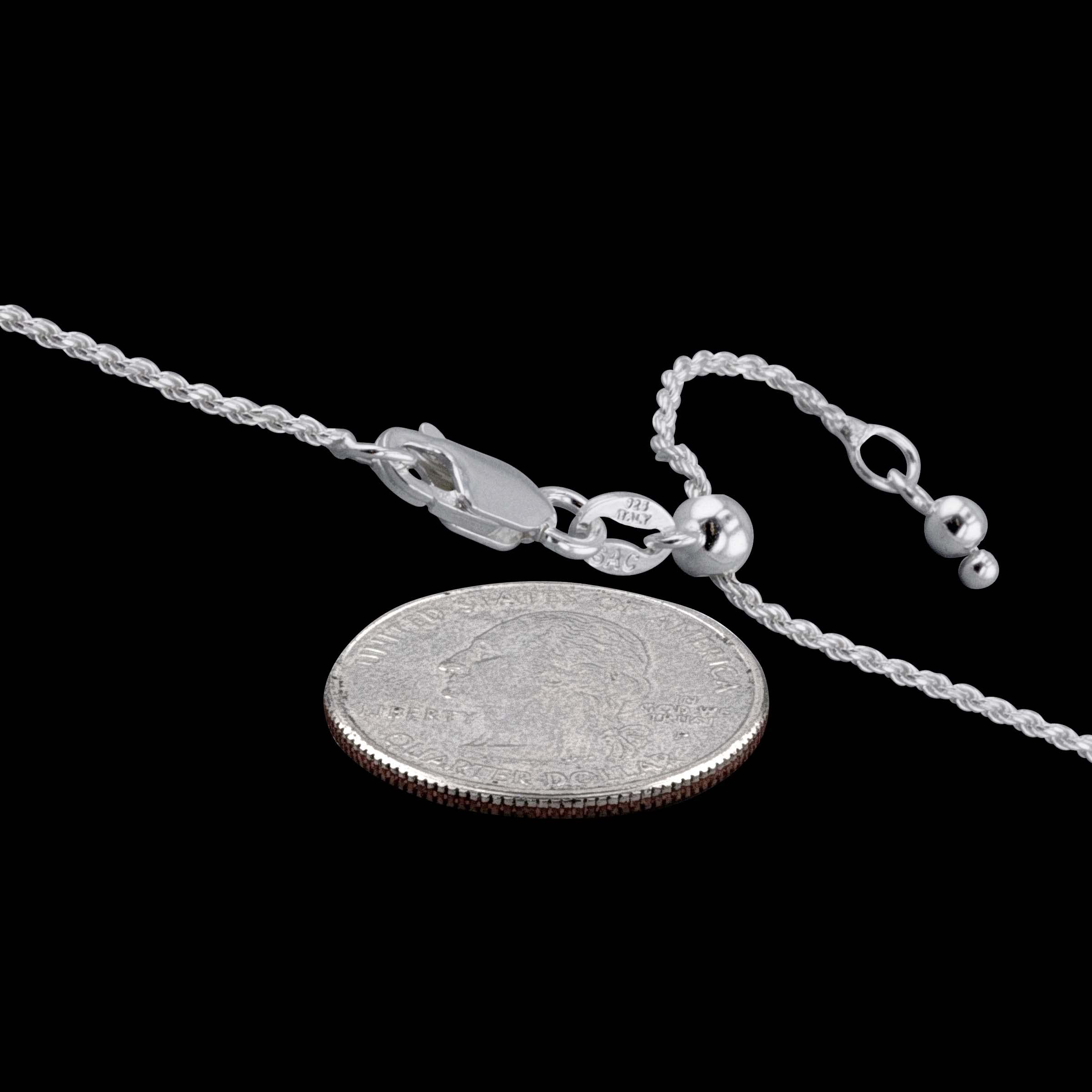 Sterling Silver Adjustable Diamond-Cut Rope Chain 1.5mm Solid 925 Italy New Necklace 30