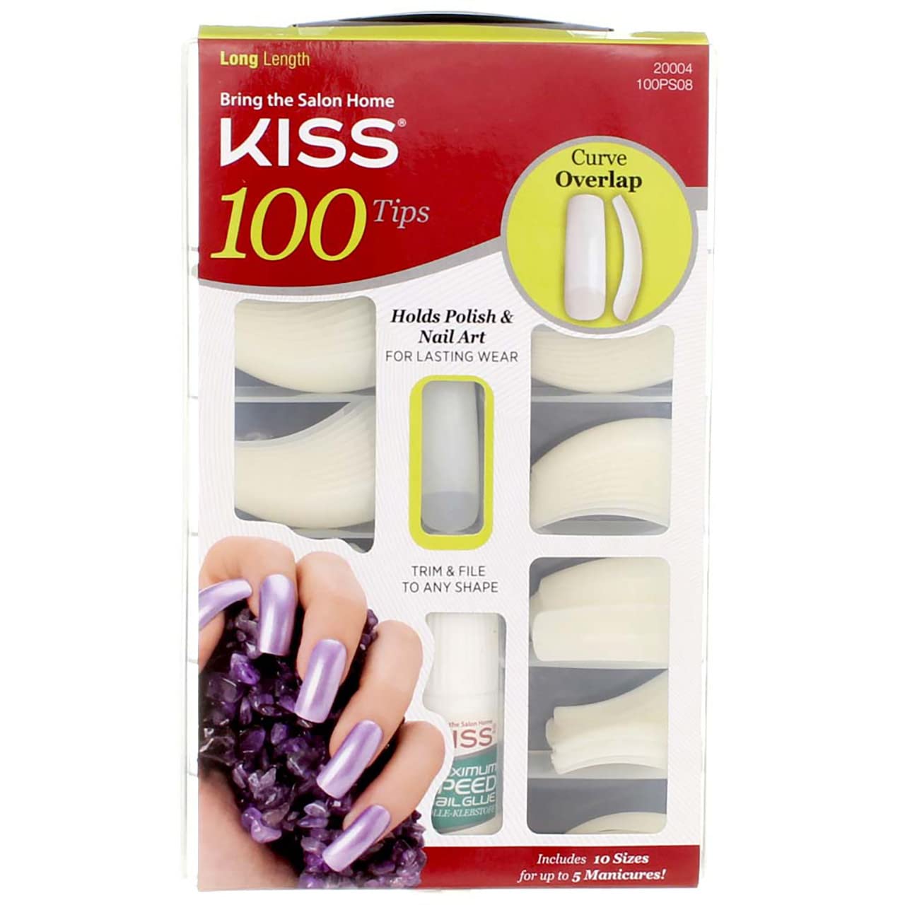 KISS 100 Tips, Long Length, Curve Overlap 1 ea (Pack of 5)