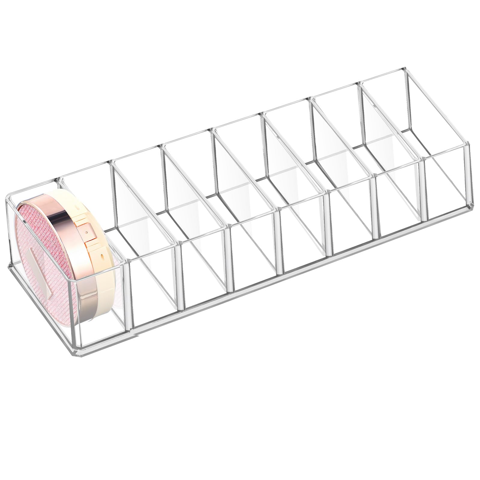 Tuanse 2 Pcs Acrylic Makeup Compact Organizer Detachable 8 Spaces Clear Vanity Drawer Organizer Eyeshadow Palette Storage for Li