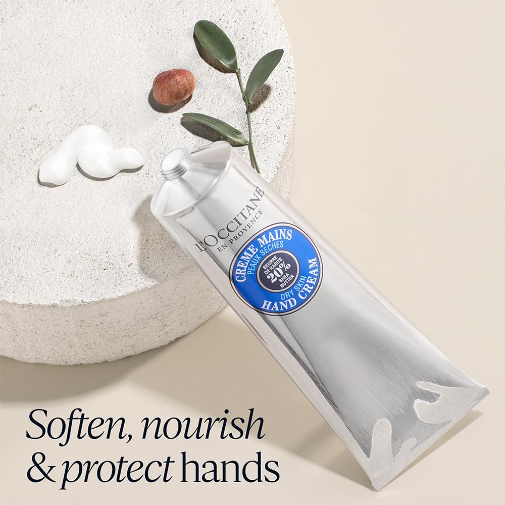 LOccitane Shea Butter Hand Cream 5.1 Oz: Nourishes Very Dry Hands, Protects Skin, With 20% Organic Shea Butter, Vegan, 1 Sold Ev