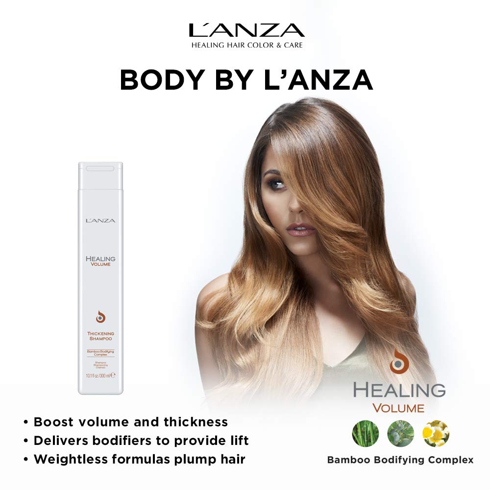 L'Anza Healing Volume Thickening Shampoo, Boosts Shine, Volume, And Thickness For Fine And Flat Hair, Rich With Bamboo Bodifying