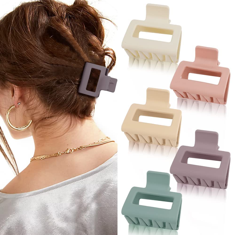 ATODEN Hair clips for Women 5Pcs Square claw clips for Thin Hair cute Hair clips Hair claws Small Matte Hair clips Hair Styling