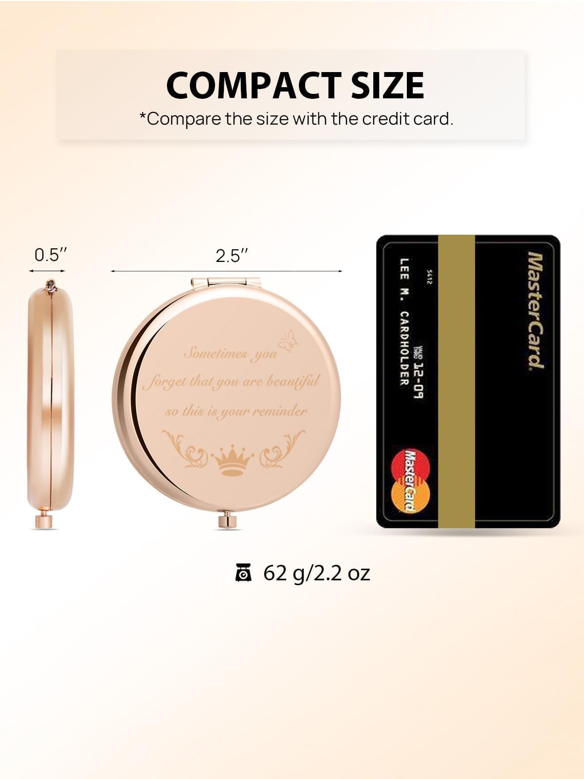 Getinbulk Gifts For Niece, Personalized Compact Mirror, Unique Small Christmas Stocking Stuffers Gift For Her (Rose Gold)