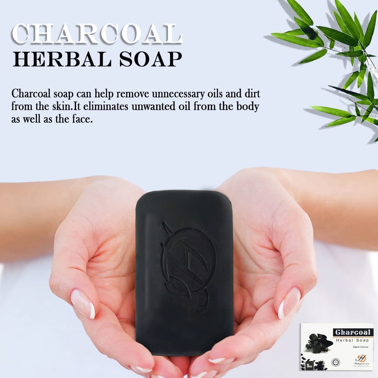 HERBOGANIC Charcoal Herbal Soap | Pack of 3 of 5oz soap Bar | Natural Bar Soap for Face and Body | Hydrating and Nourishing | Su