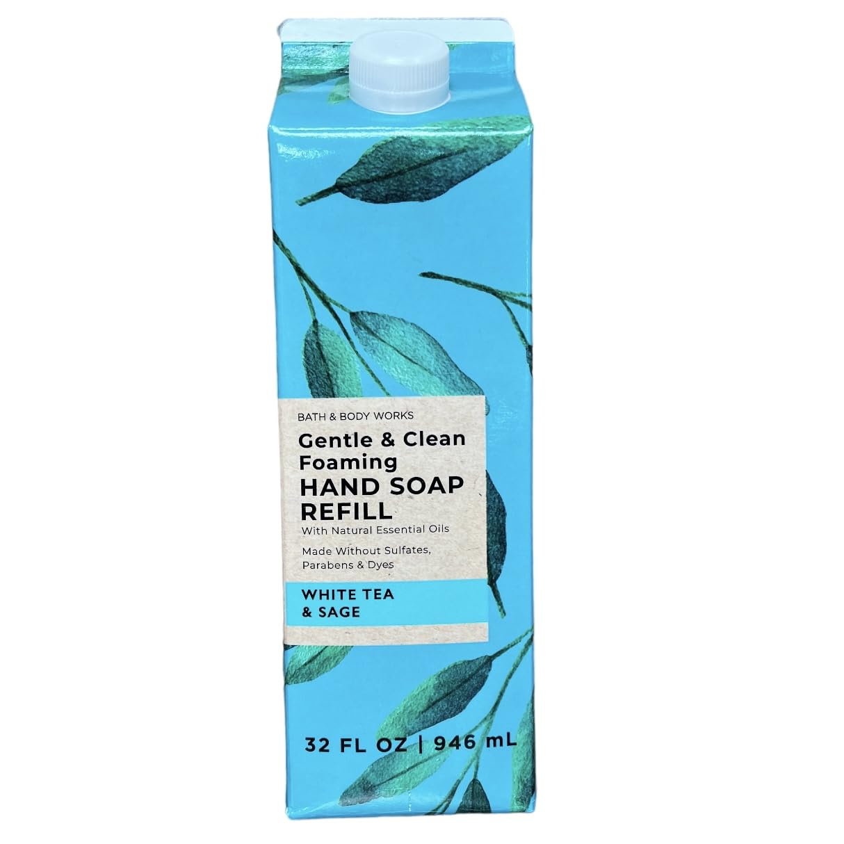 Bath & Body Works White Tea & Sage Refill Gentle & Clean Foaming Hand Soap, 32 Fl. Oz. (White Tea & Sage), Blue