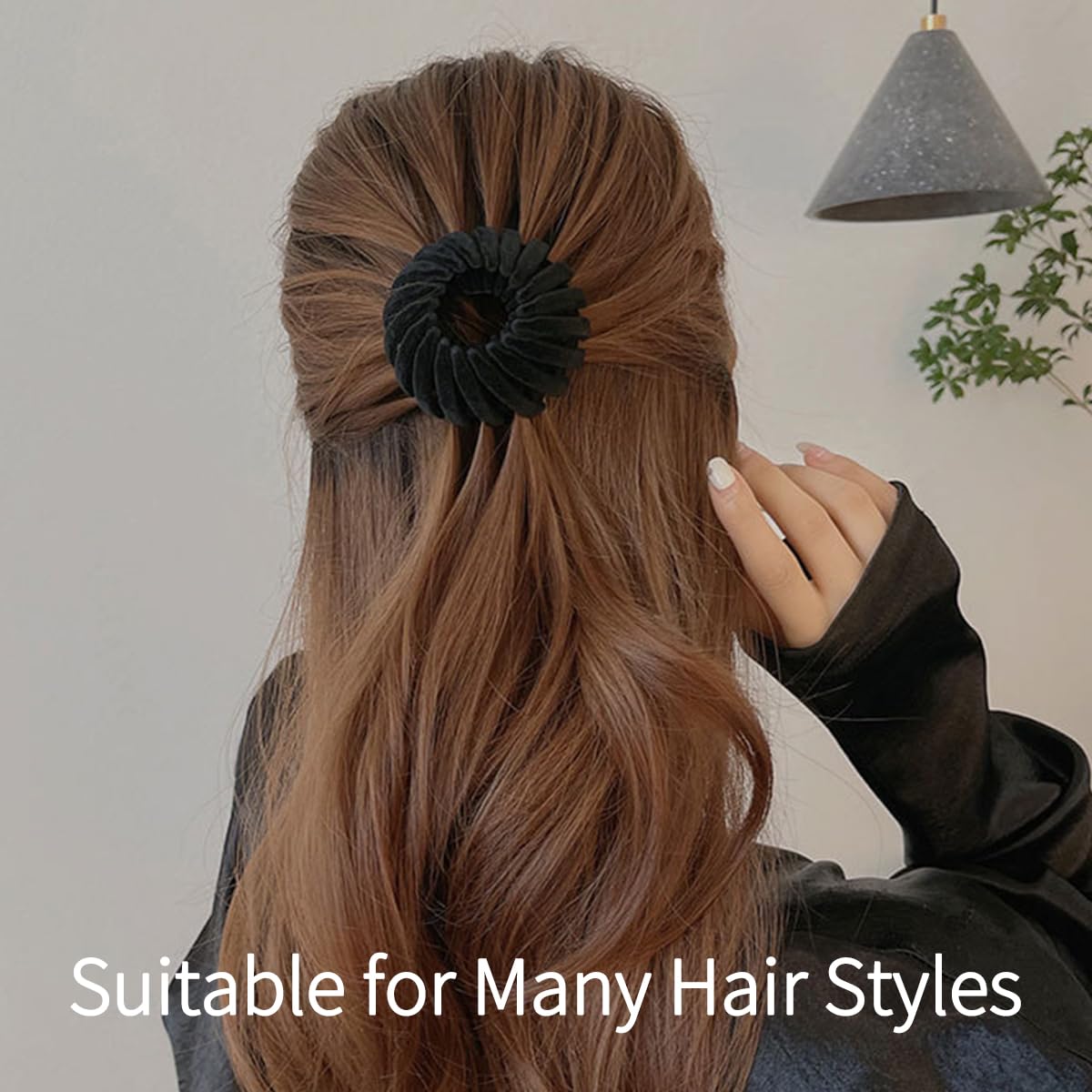 Tobatoba Black Bird Nest Magic Hair Clip, 7Pcs Lazy Bird'S Nest Plate Hairpin, Expandable Ponytail Holder, Velvet Hair Clips, Ha