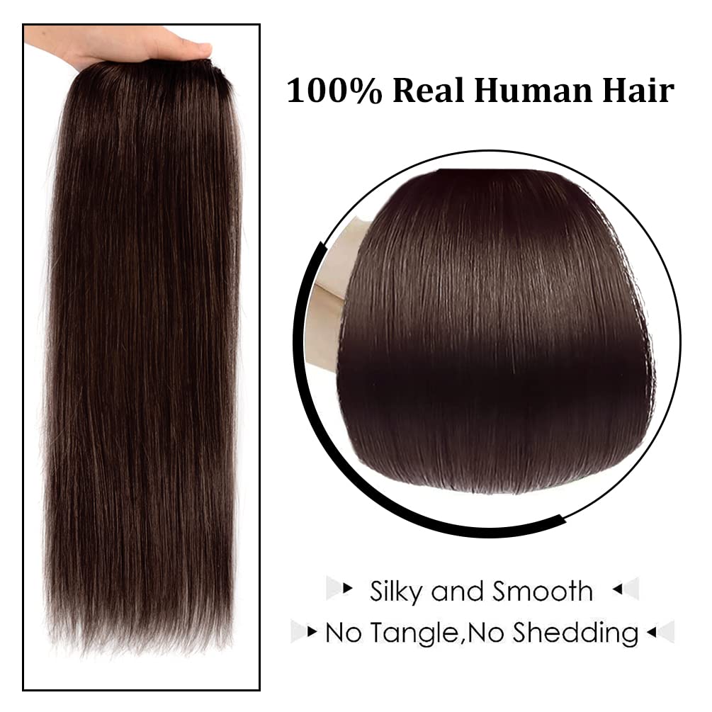 14'' Clip In Hair Extensions Remy Human Hair For Women - Silky Straight Human Hair Clip In Extensions 50Grams 4Pieces Dark Brown