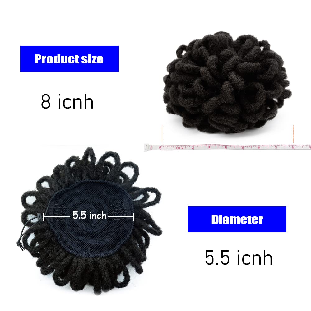 Kgbfass 2Pcs Locs Ponytail Drawstring Buns Loc Petal Bun Dreadlock Ponytail Braided Afro Puffs Faux Locs Bun Clip In On Braids P