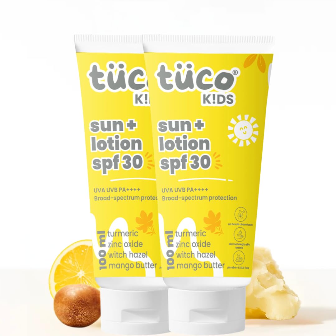 Tuco Kids 2 In 1 Sunscreen + Body Lotion With Spf 30 | Turmeric, Licorice, Mango Butter | Uva/Uvb Pa++++ | Broad Spectrum | Benz