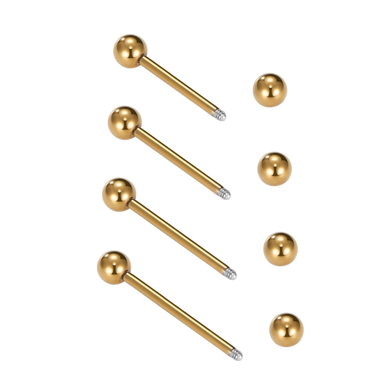 VCMART Nipple Rings Tongue Rings Stainless Steel Straight 14G Barbells Piercing Jewelry Gold 12mm,14mm,16mm,18mm