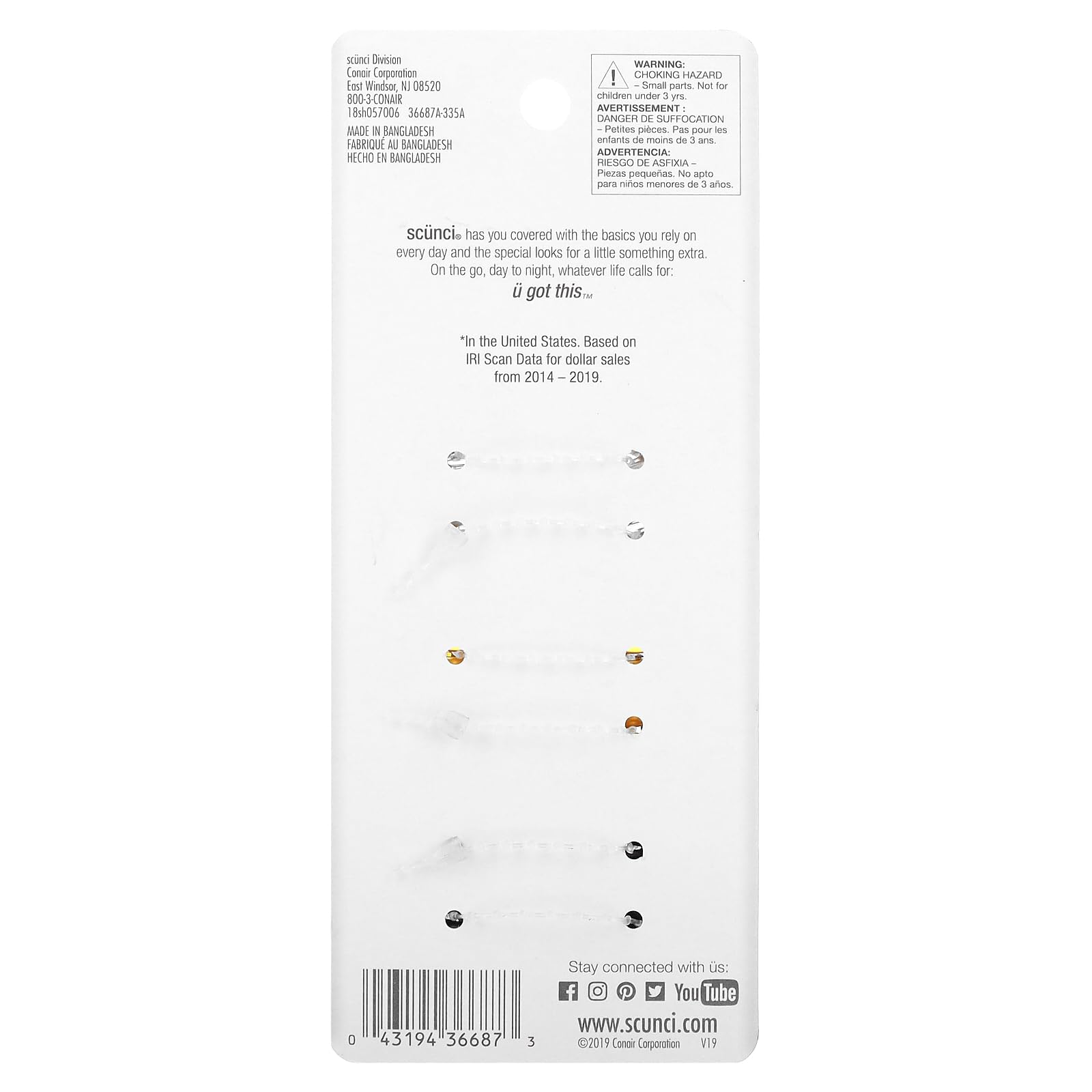 Scunci Mini Octopus Jaw Clips Assorted Colors, 6 Count