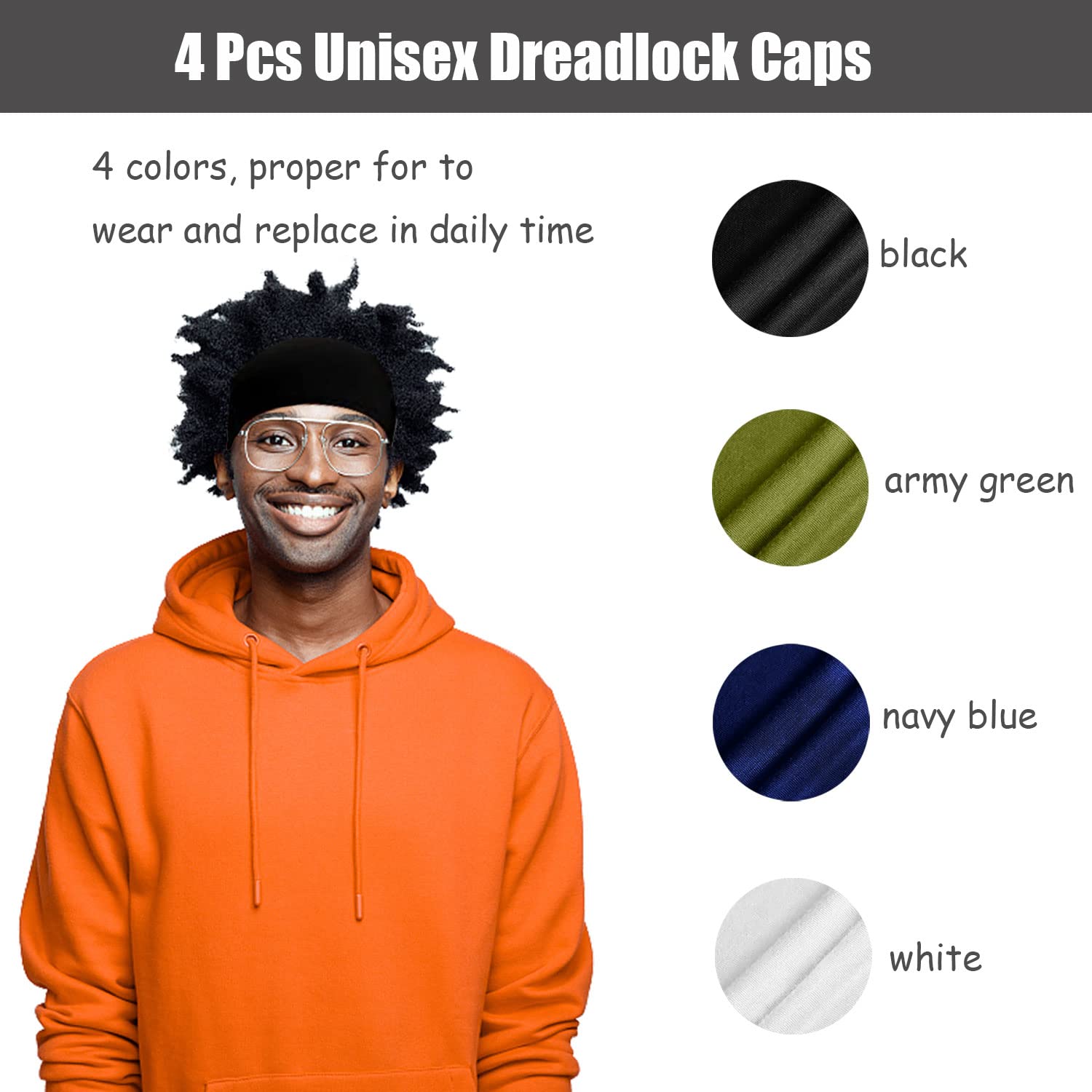 4 Pieces Unisex Dreadlocks Bands Long Hair Dreads Head Wrap Elastic Sleeping Cap Soft Braids Bonnet Tube Headbands For Men Women