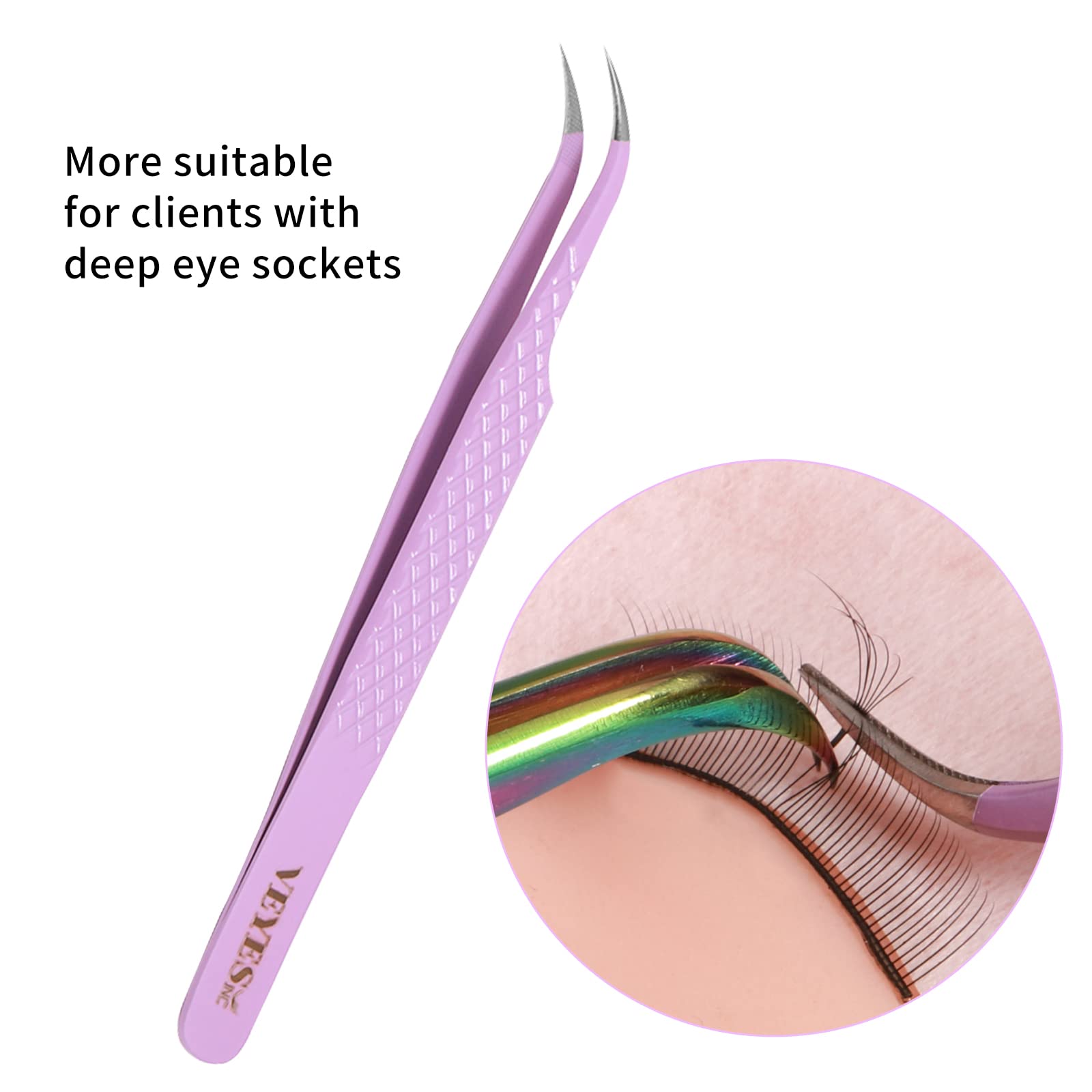 Veyes Inc Fiber Tip Eyelash Extension Tweezers Volume J45 Lash Tweezers For Professional Eyelash Extension Tool