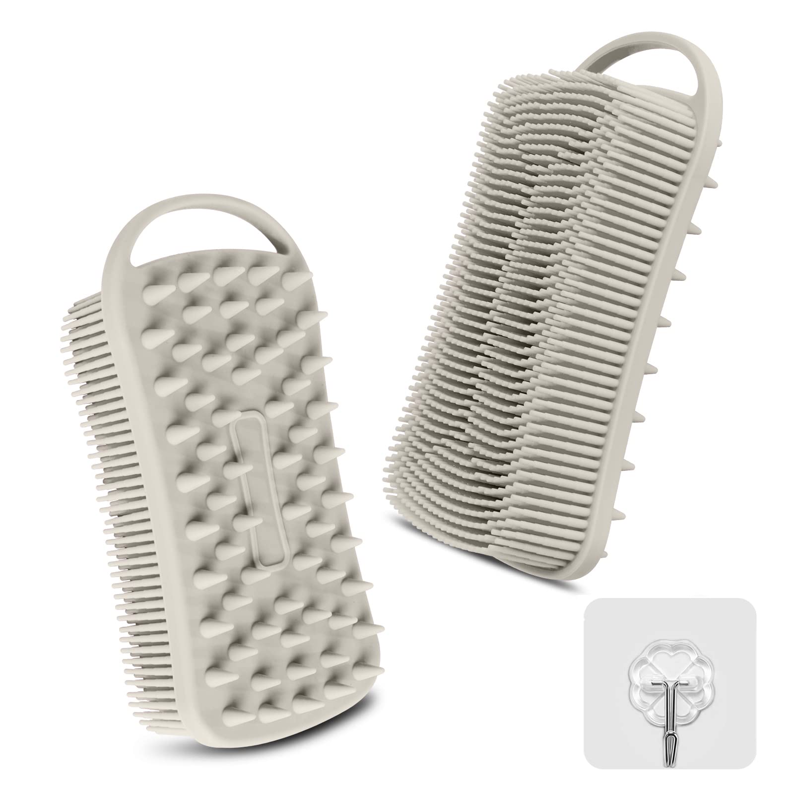 Yealife Silicone Body Scrubber, 2 In 1 Body Brush & Hair Scalp Brush For Shower And Bath, Easy Clean, Lathers Well, Stimulating