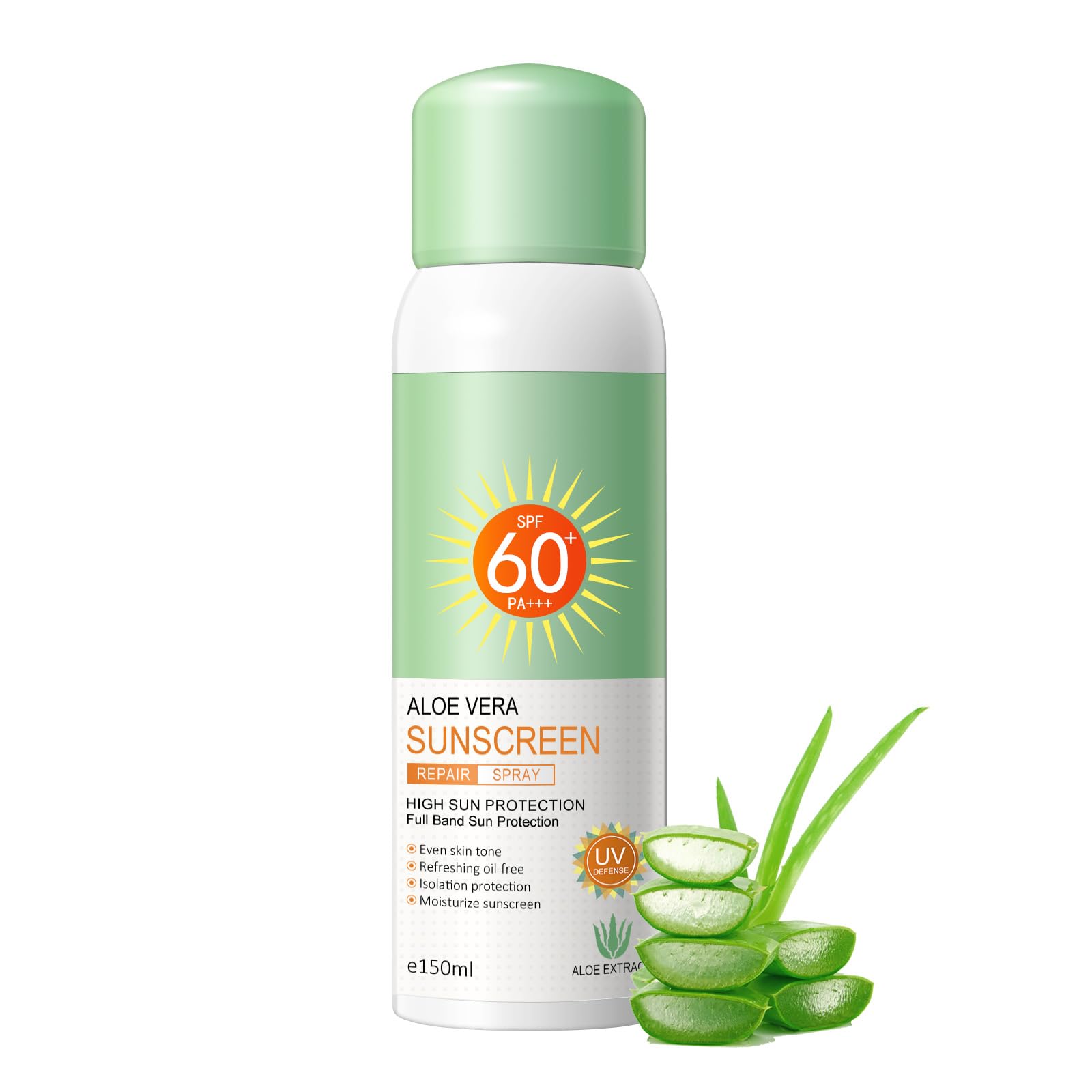 KYDA Aloe Sunscreen Spray SPF 60 PA+++, Moisturizing Suncreen with Skincare Formula, Water Resistant, NonGreasy UV Protection f