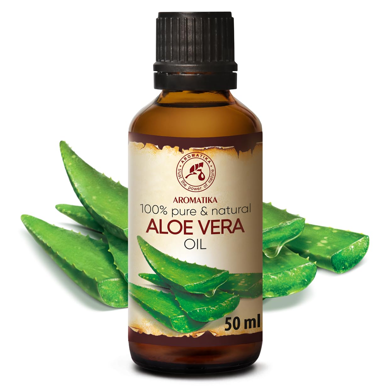 Aromatika Aloe Vera Oil 1.7 Fl Oz (50Ml) - 100% Pure & Natural - Aloe Barbadensis - Brasil - Care For Skin - Body - Hair Growth