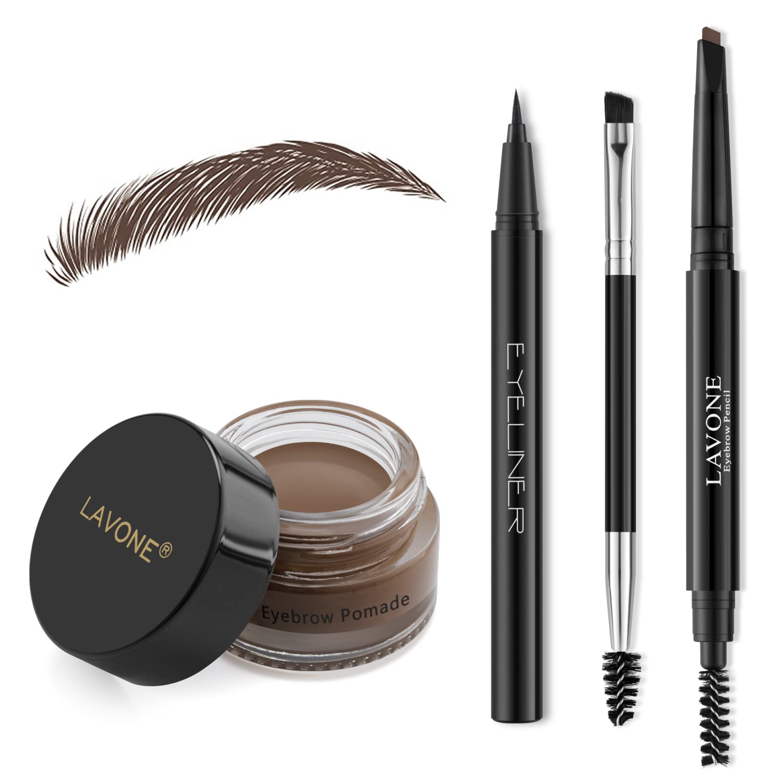 Lavone Eyebrow Stamp Pencil Kit For Eyebrows, Makeup Brow Stamp Trio Kit With Waterproof Eyebrow Pencil, Eyeliner, Eyebrow Pomad