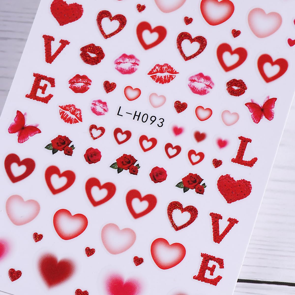 Valentine'S Day Nail Art Stickers Decals 6Pcs Love Heart Cartoon Valentines Nail Design 3D Self-Adhesive Nail Decals Supply Lip