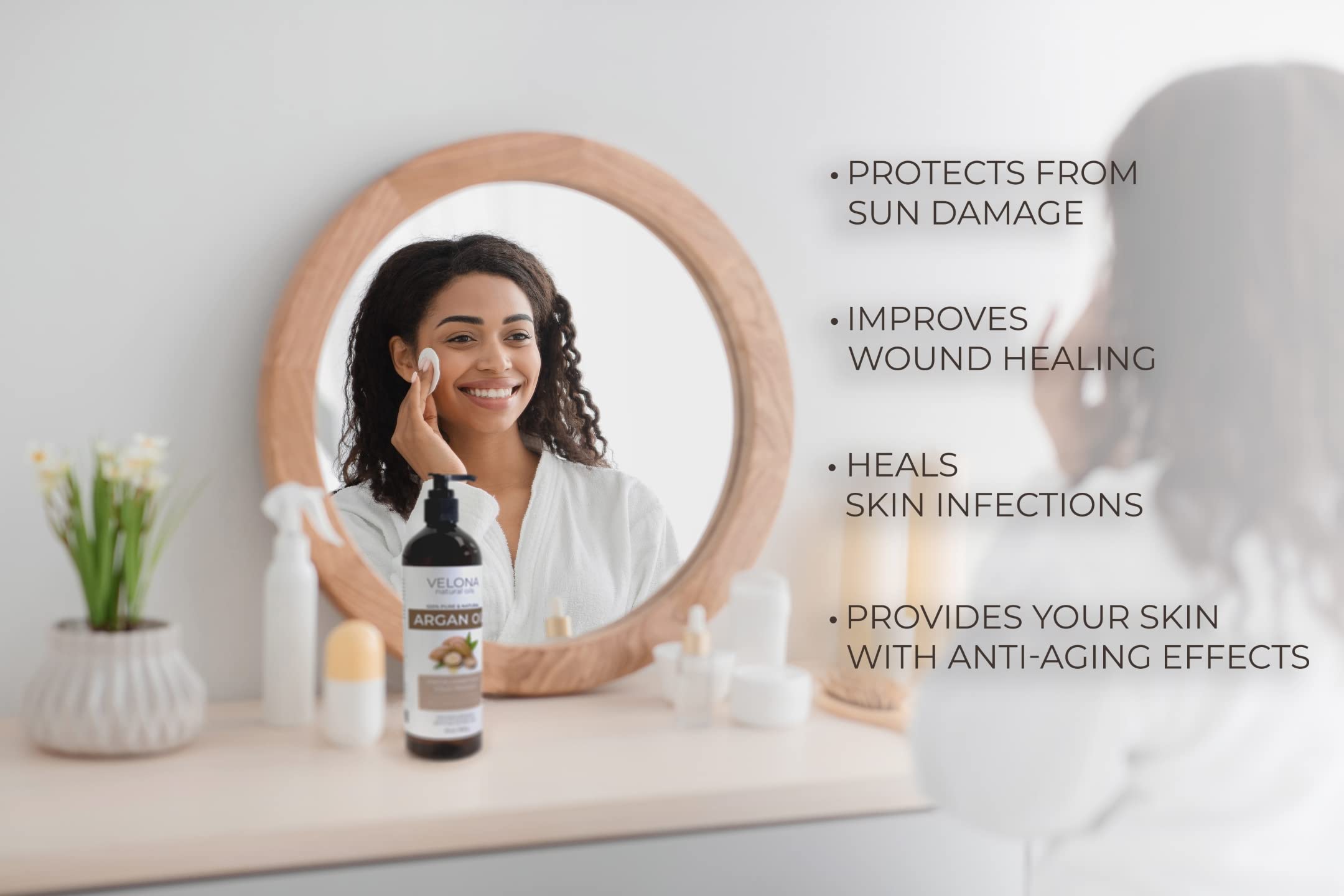 Velona Argan Oil - 32 Fl Oz (With Pump) | 100% Pure And Natural | Morocco Oil | Stimulate Hair Growth, Skin, Body And Face Care