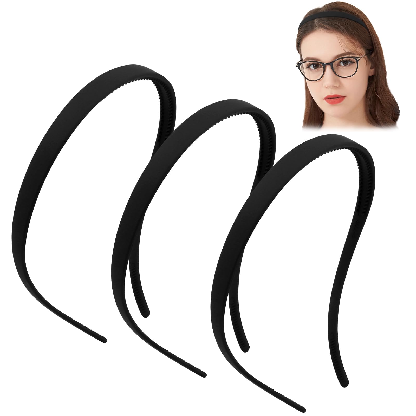 TOBATOBA Flex No Pressure Headbands, Black Headbands for Glasses Wearers, Sunglasses Headband No Headache Headband Comfortable H