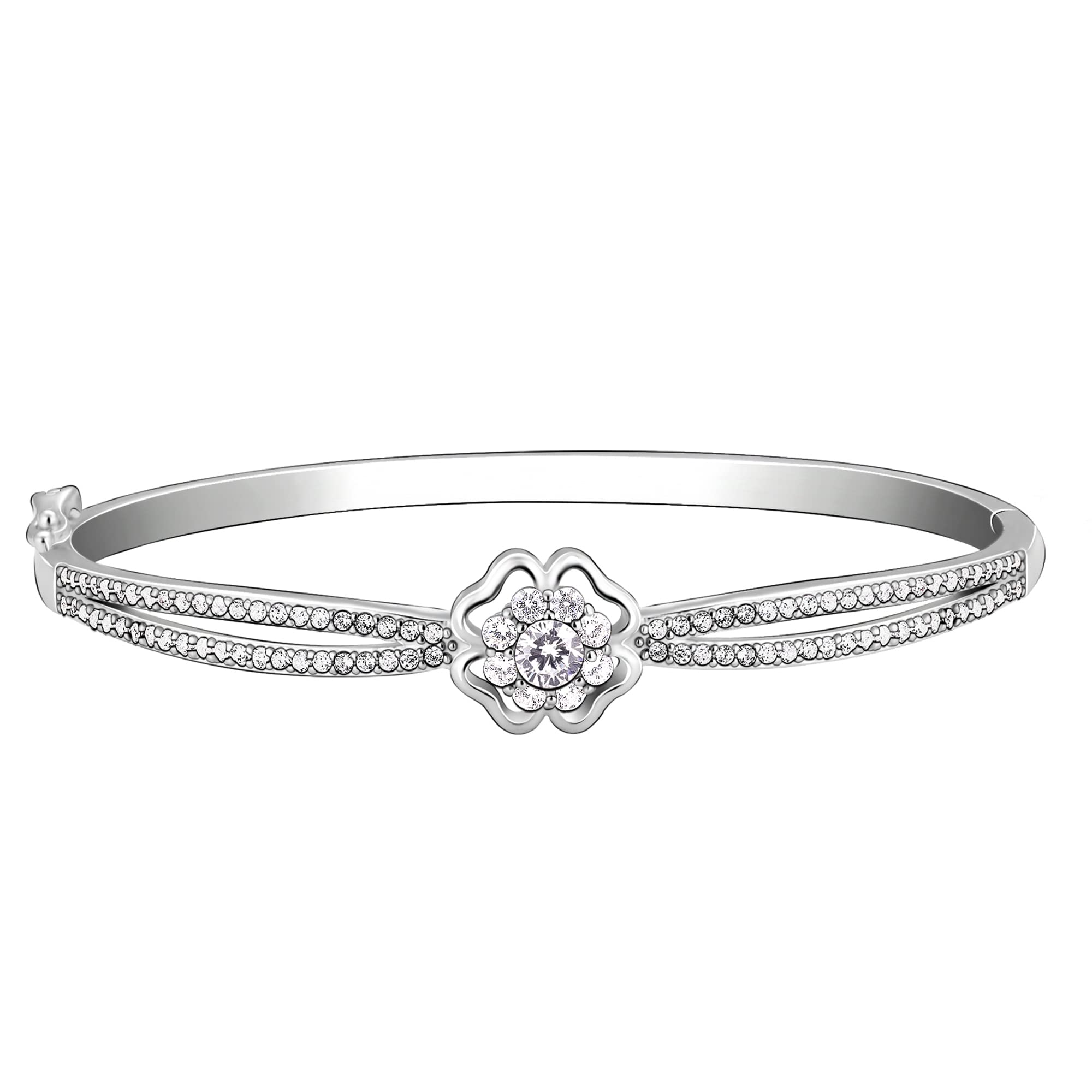 Giva 925 Silver Zircon Flower Bracelet, Adjustable | Gifts For Women And Girls | With Certificate Of Authenticity And 925 Stamp 