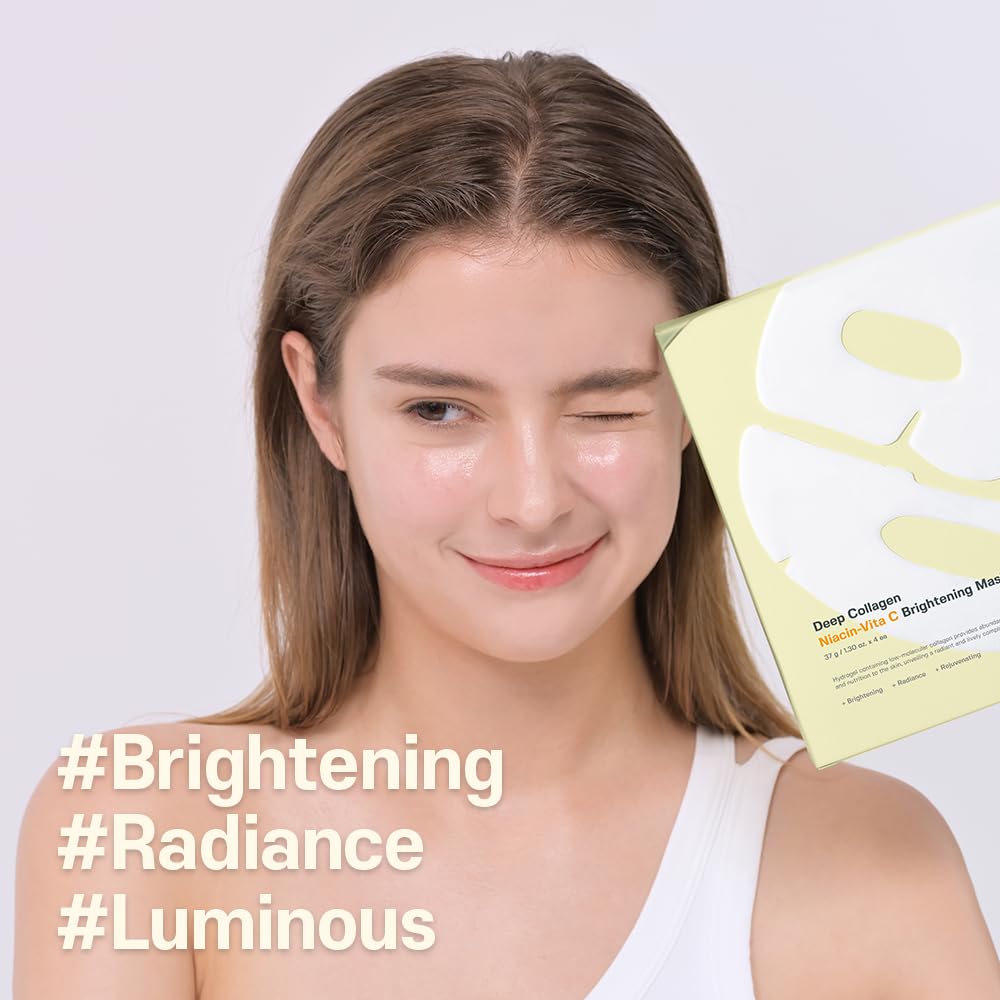 Sungboon Editor Deep Collagen Niacin-Vita C Brightening Overnight Mask 37Gx4Ea | The Real Collagen 2,160,000Ppb | Facial Hydroge